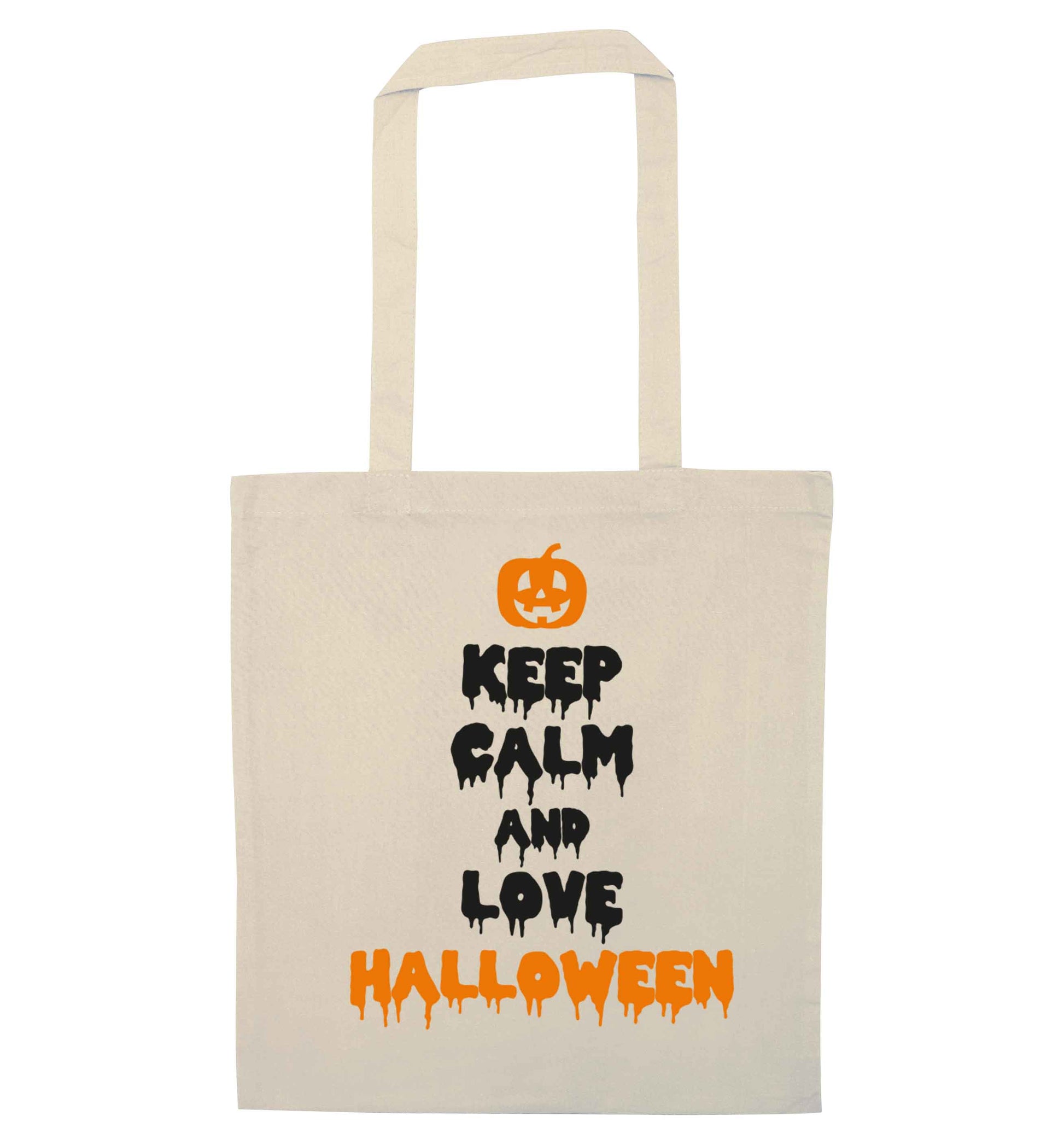 Keep calm and love halloween natural tote bag