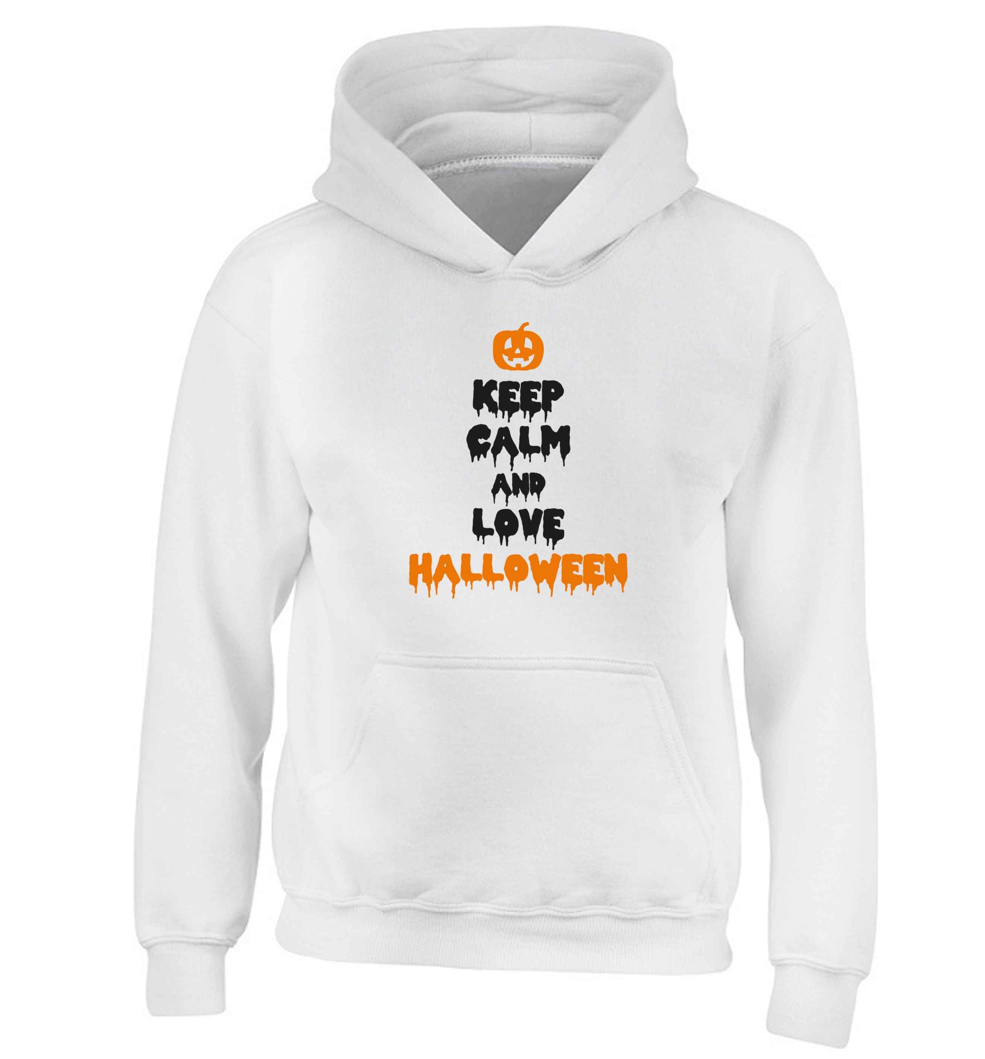 Keep calm and love halloween children's white hoodie 12-13 Years