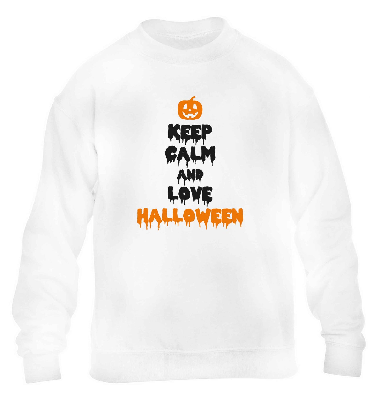 Keep calm and love halloween children's white sweater 12-13 Years