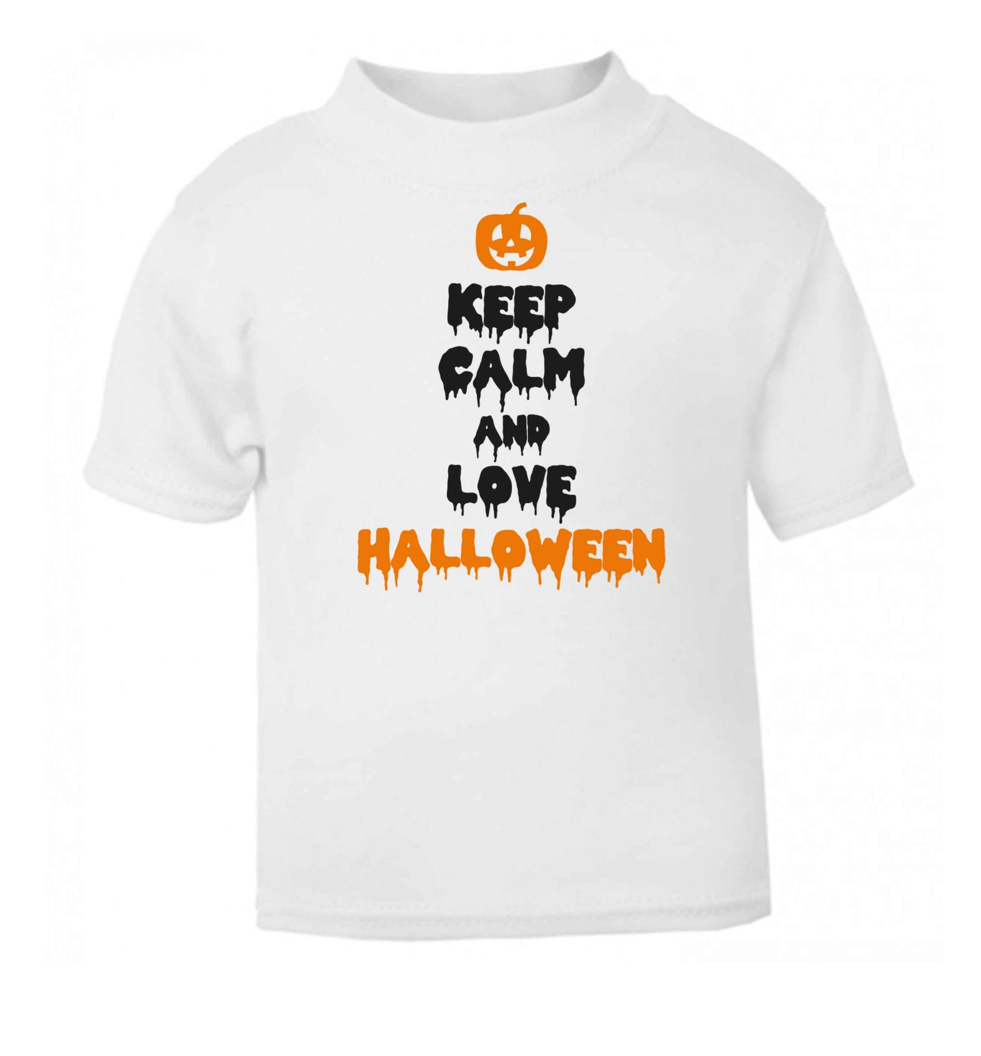 Keep calm and love halloween white baby toddler Tshirt 2 Years