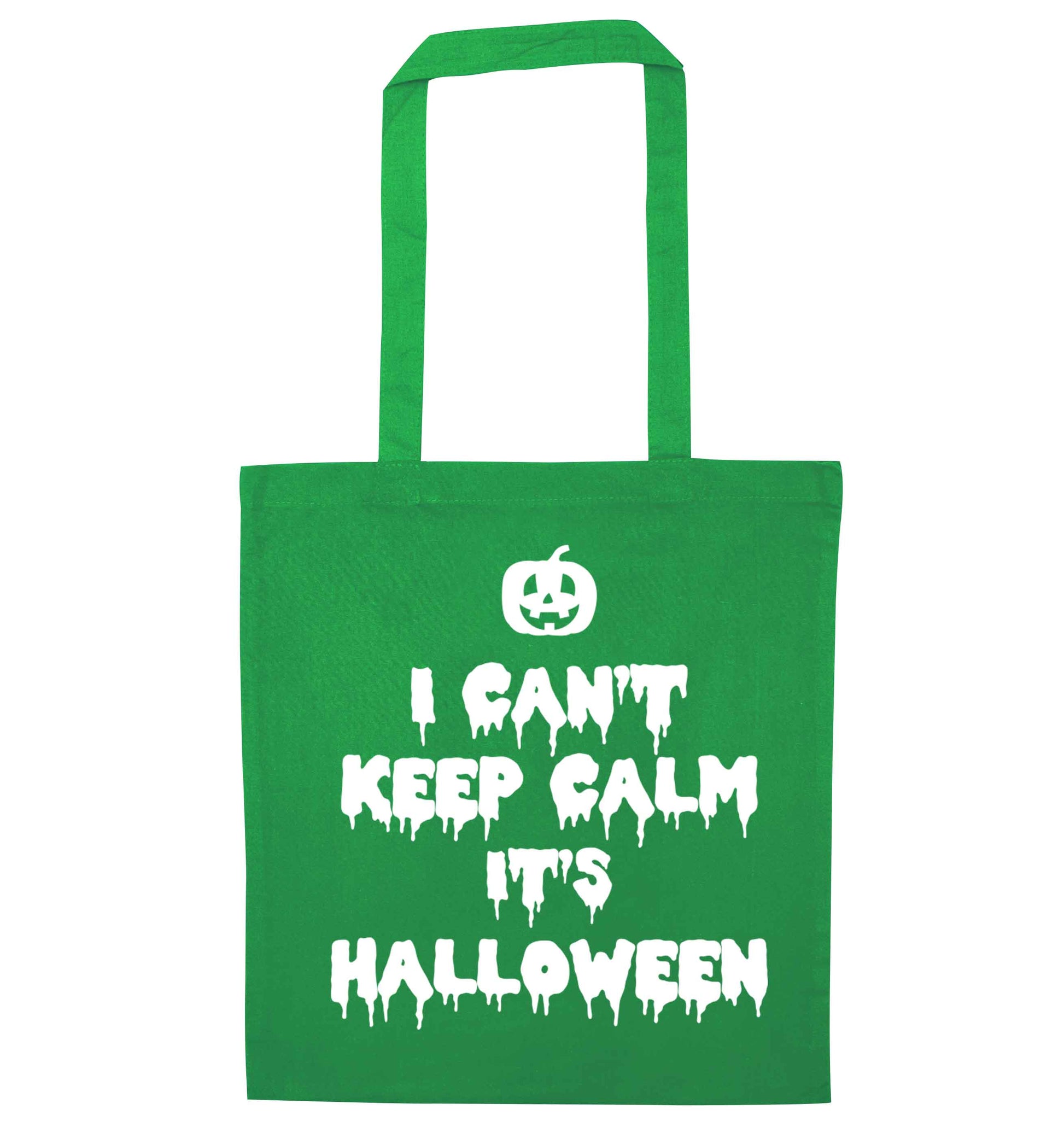 I can't keep calm it's halloween green tote bag