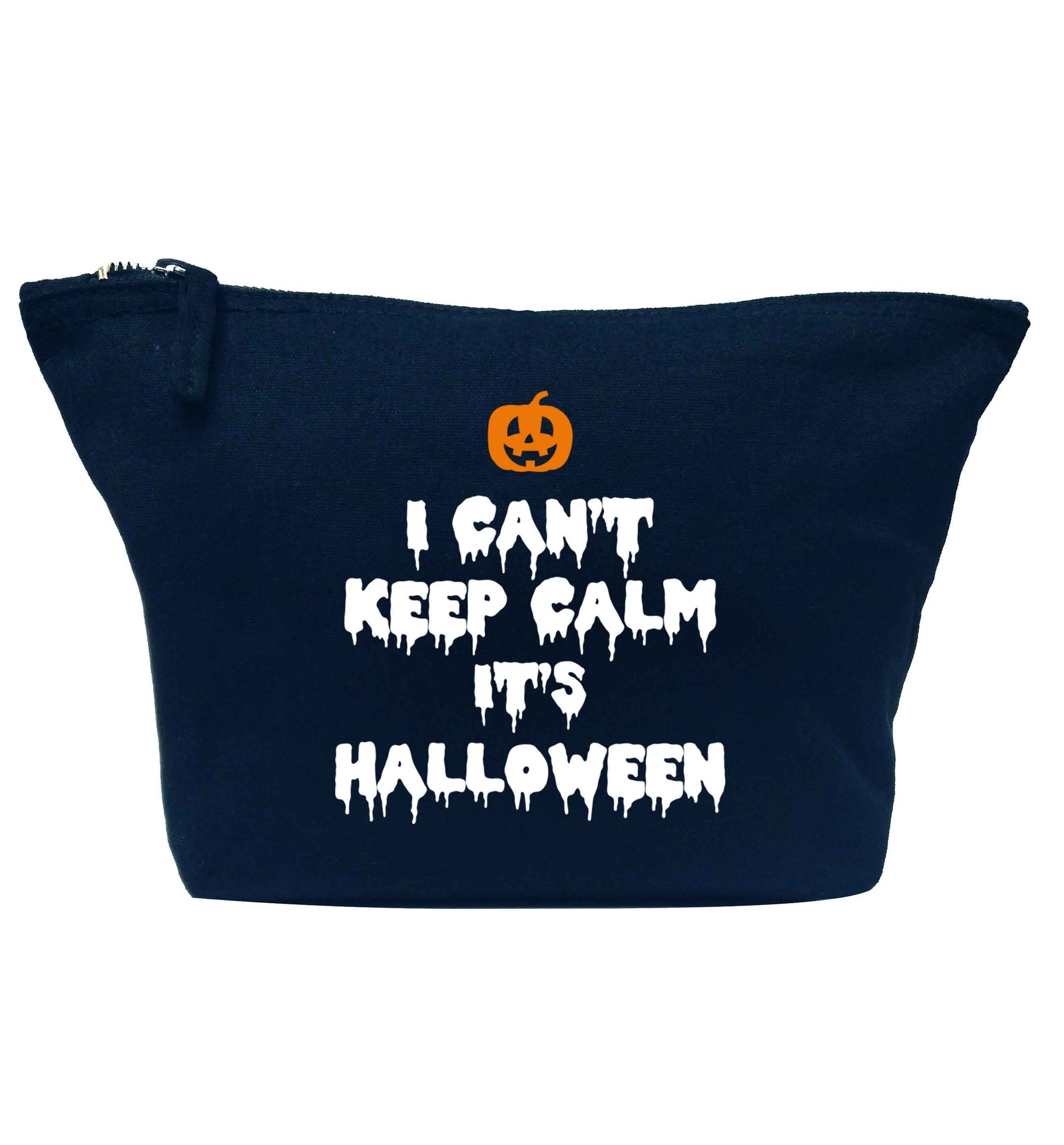 I can't keep calm it's halloween navy makeup bag