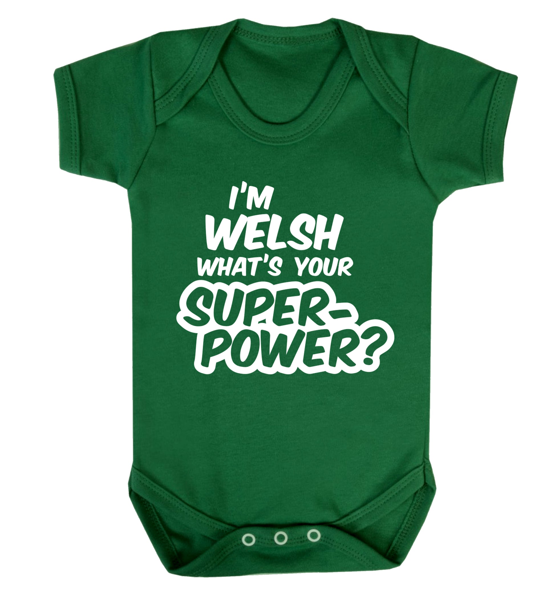I'm Welsh what's your superpower? Baby Vest green 18-24 months