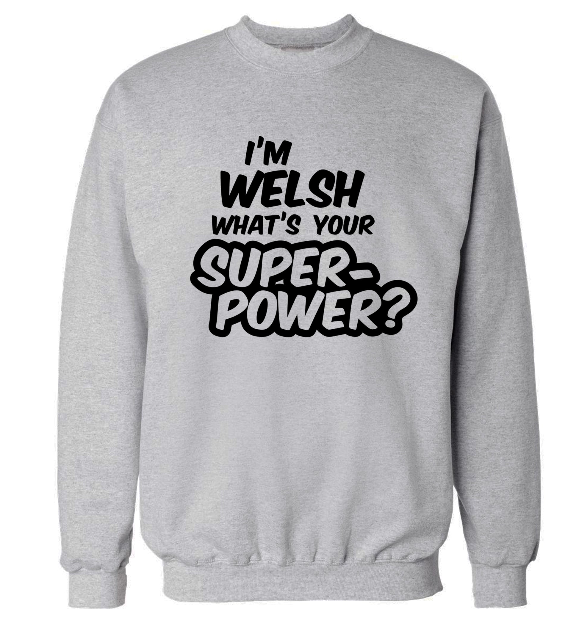 I'm Welsh what's your superpower? Adult's unisex grey Sweater 2XL