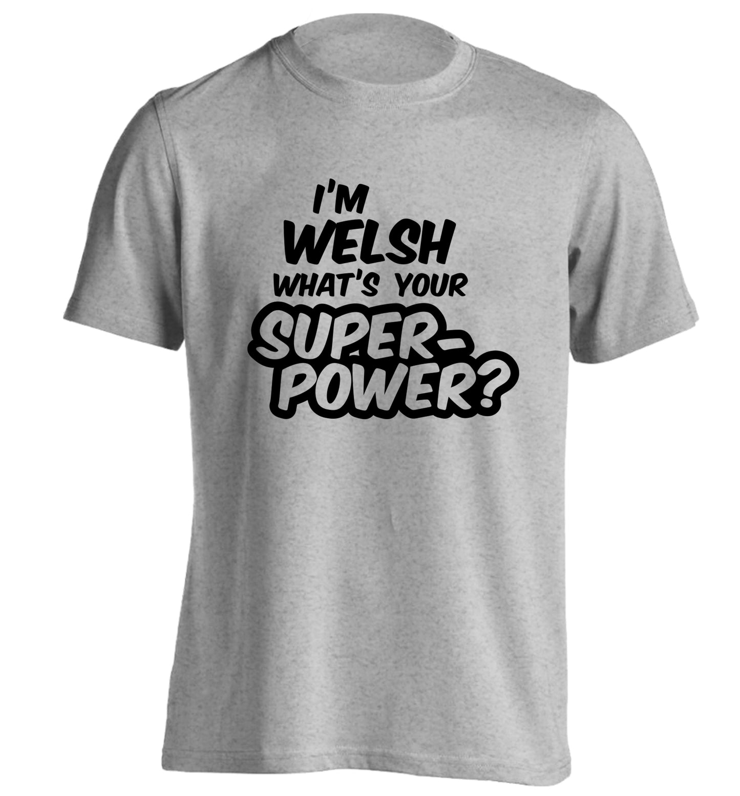 I'm Welsh what's your superpower? adults unisex grey Tshirt 2XL