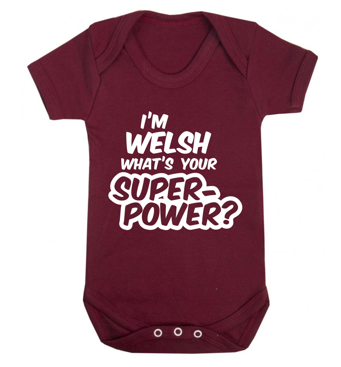 I'm Welsh what's your superpower? Baby Vest maroon 18-24 months
