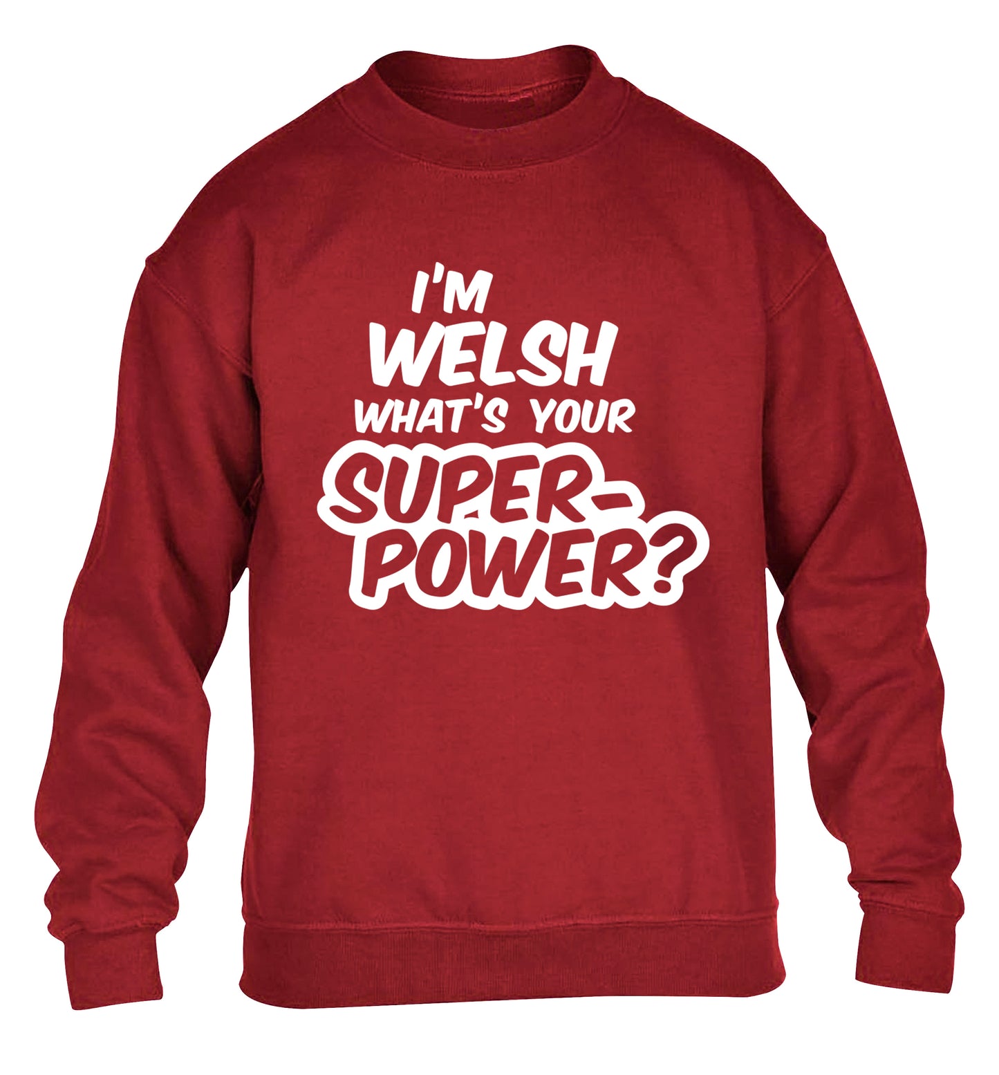I'm Welsh what's your superpower? children's grey sweater 12-13 Years