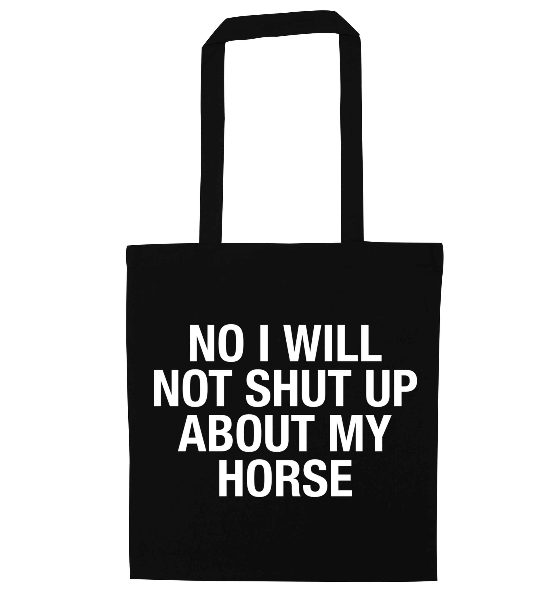Warning may start talking about horses black tote bag