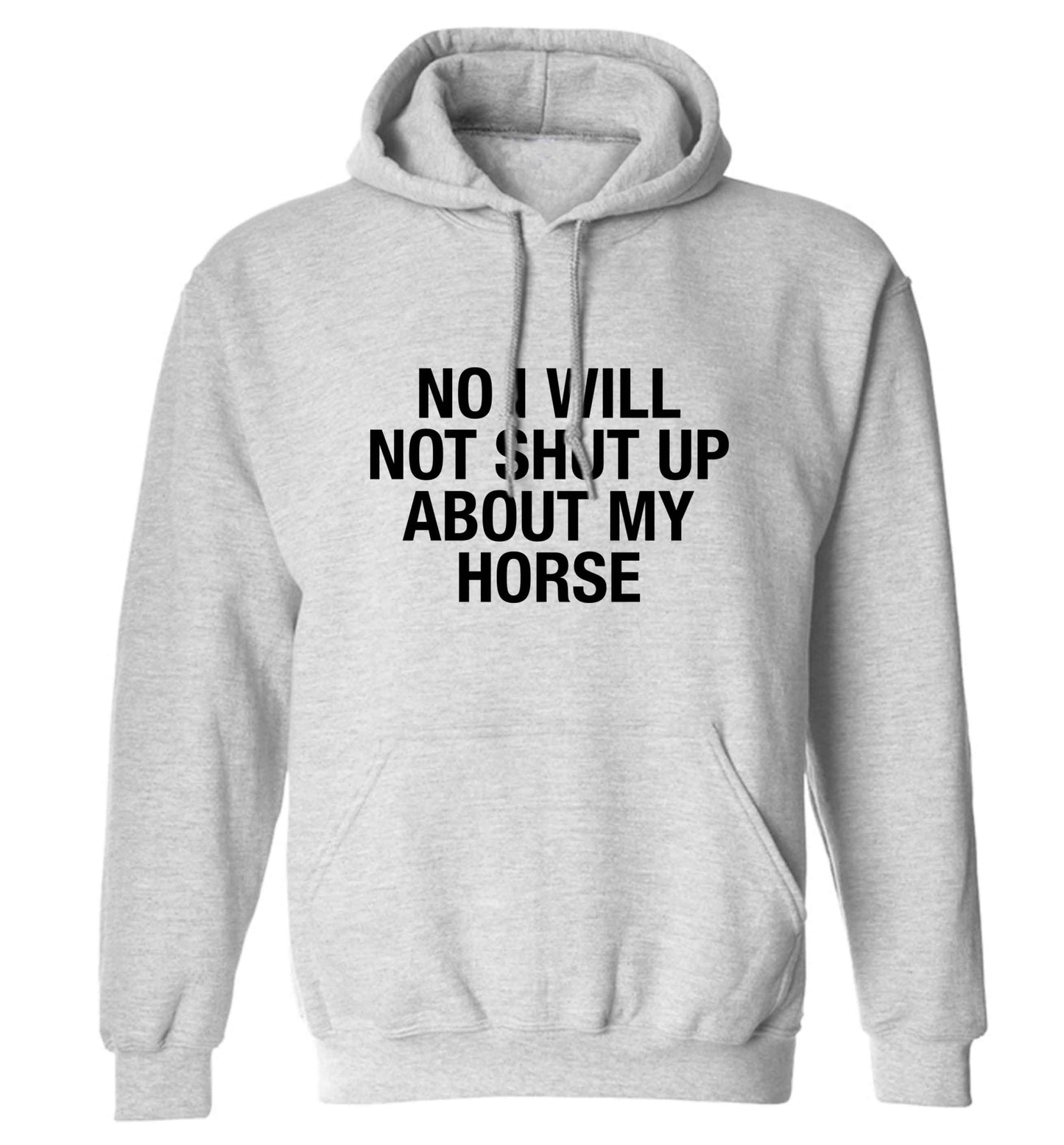 No I will not shut up talking about my horse adults unisex grey hoodie 2XL