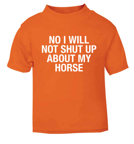 Warning may start talking about horses orange baby toddler Tshirt 2 Years