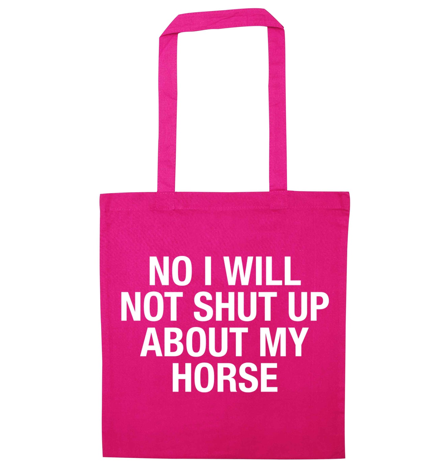 Warning may start talking about horses pink tote bag