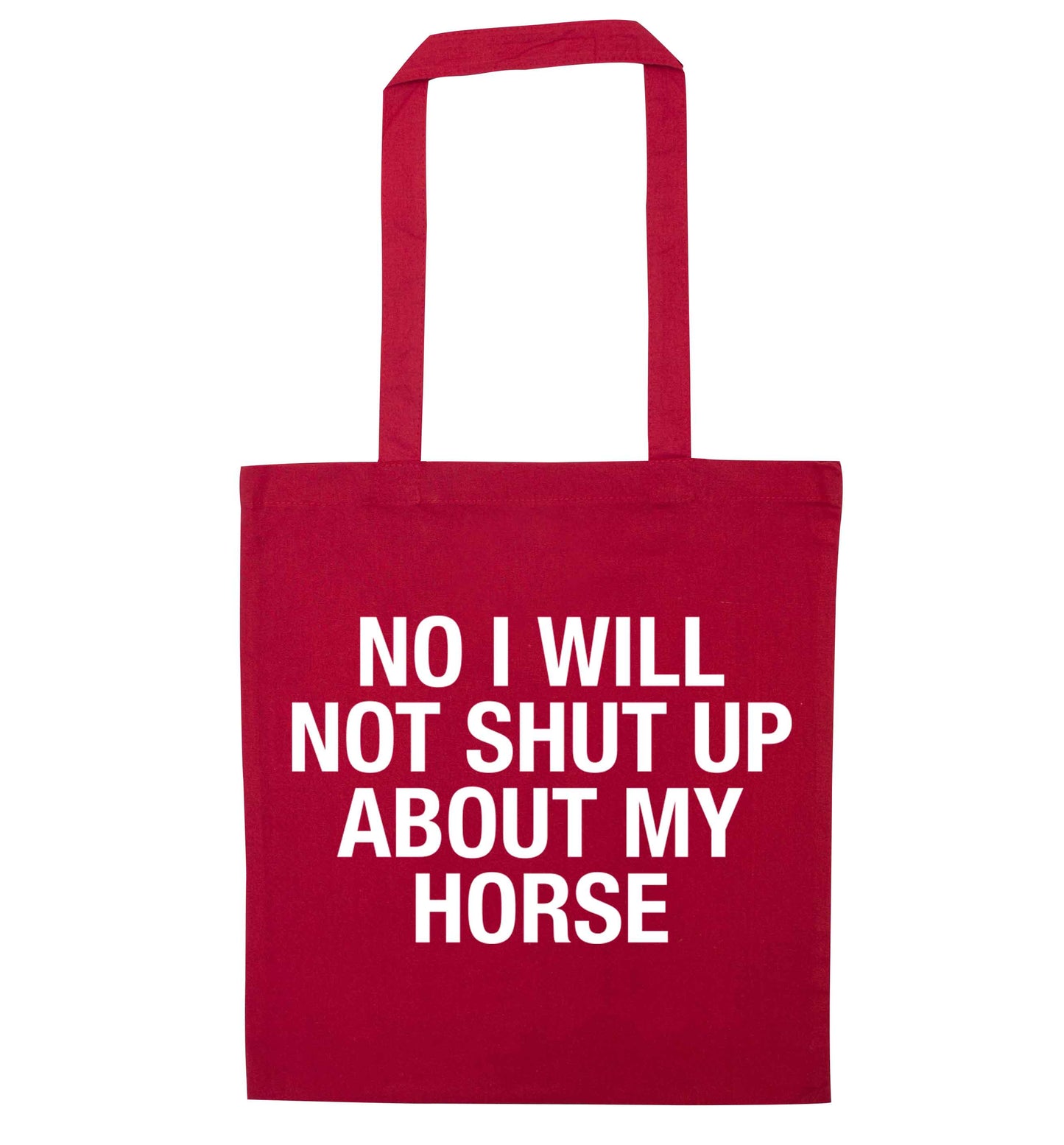 Warning may start talking about horses red tote bag