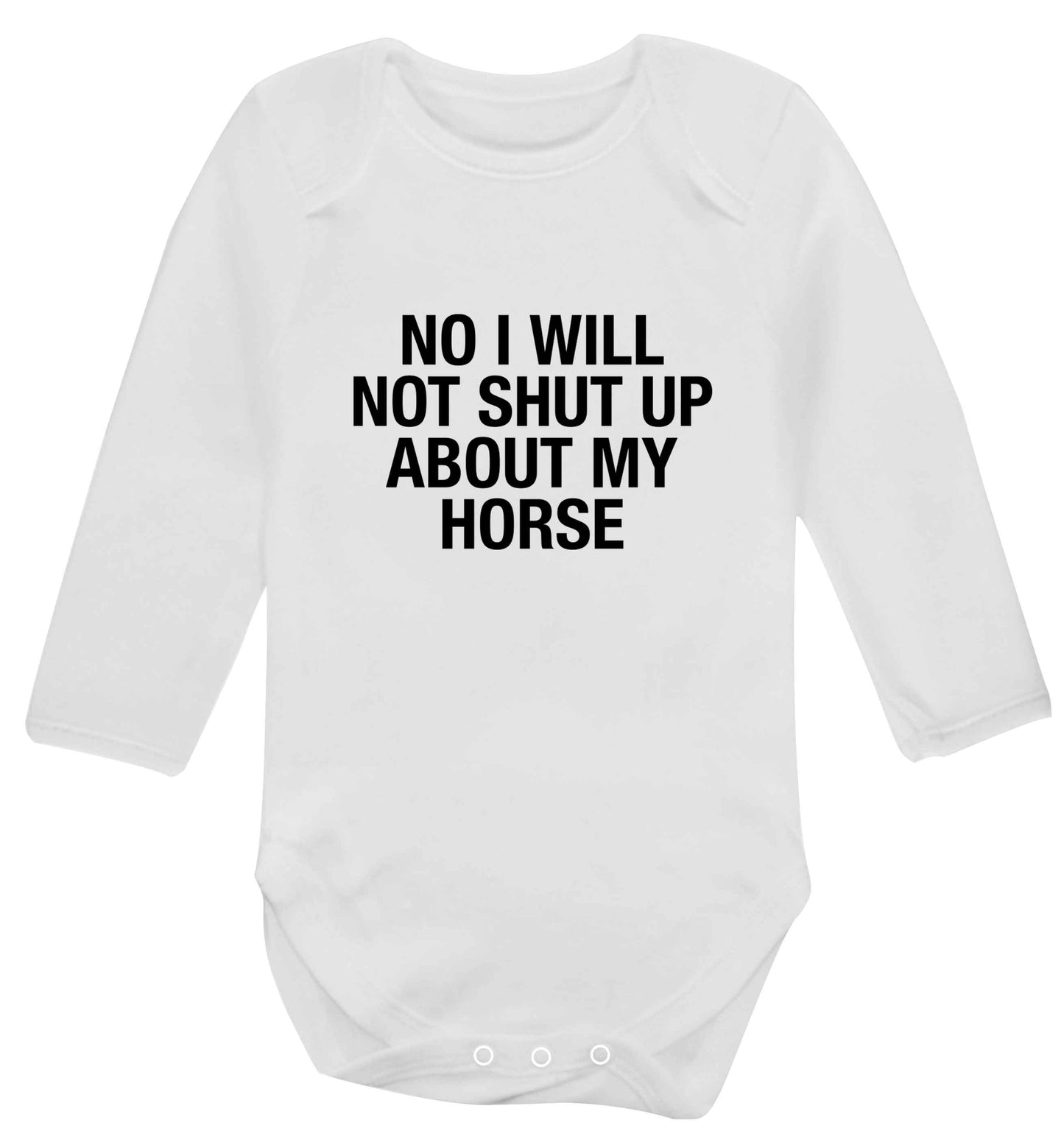 Warning may start talking about horses baby vest long sleeved white 6-12 months