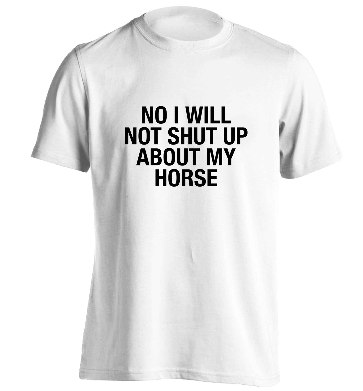 Warning may start talking about horses adults unisex white Tshirt 2XL