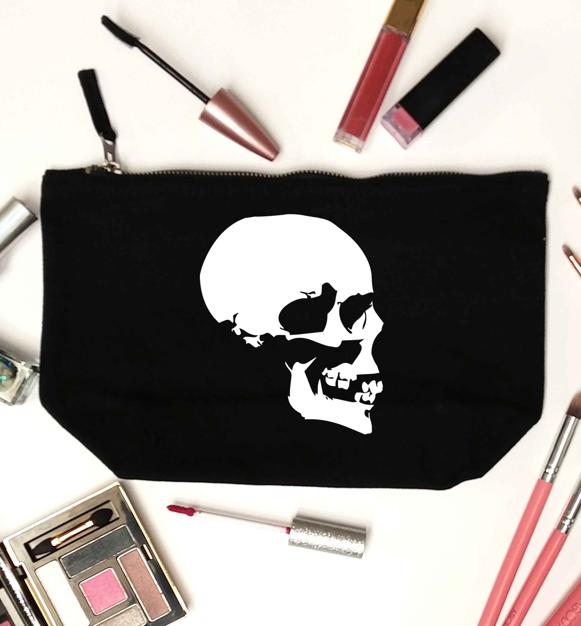 Personalised Skull Halloween black makeup bag