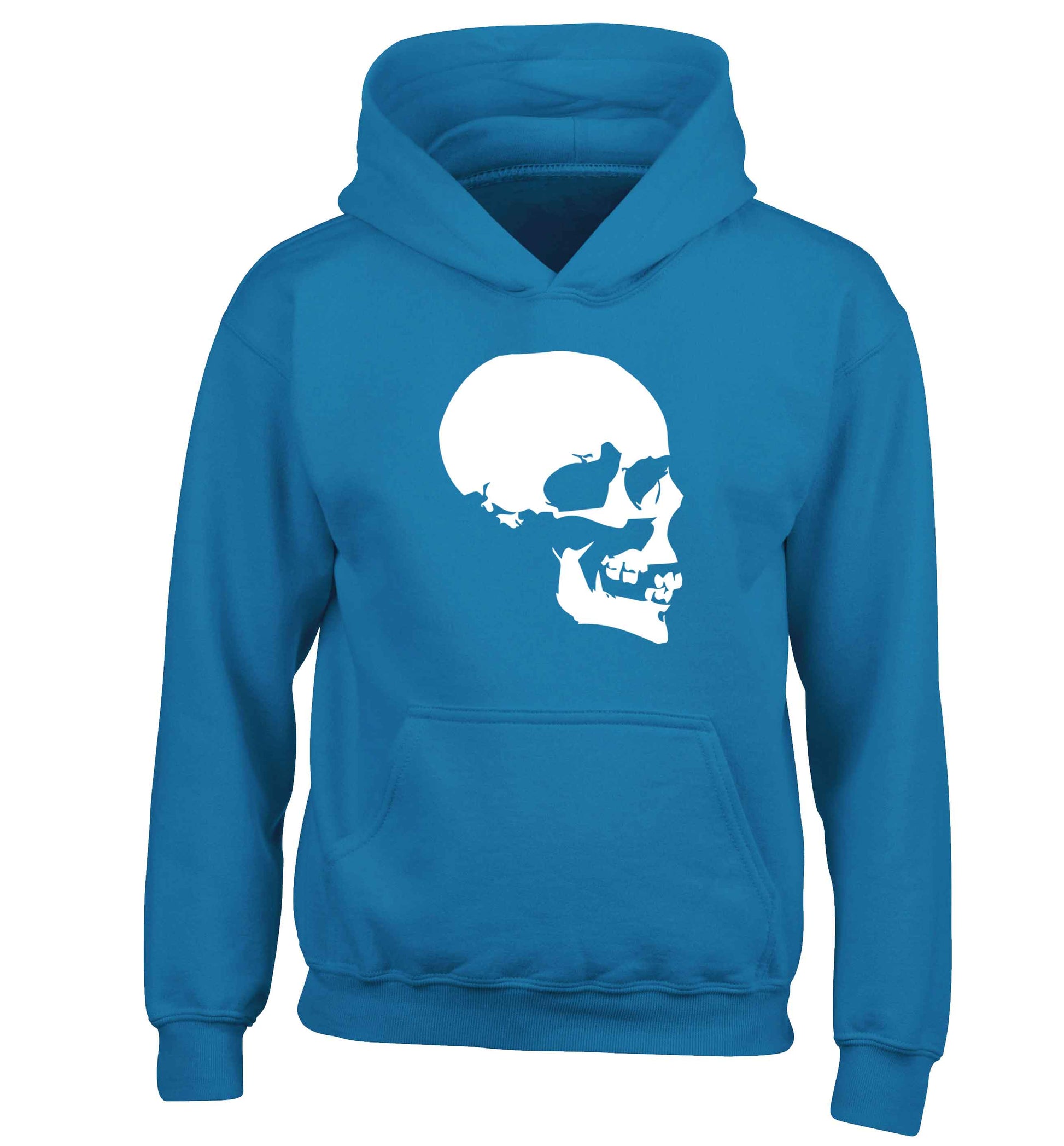 Personalised Skull Halloween children's blue hoodie 12-13 Years