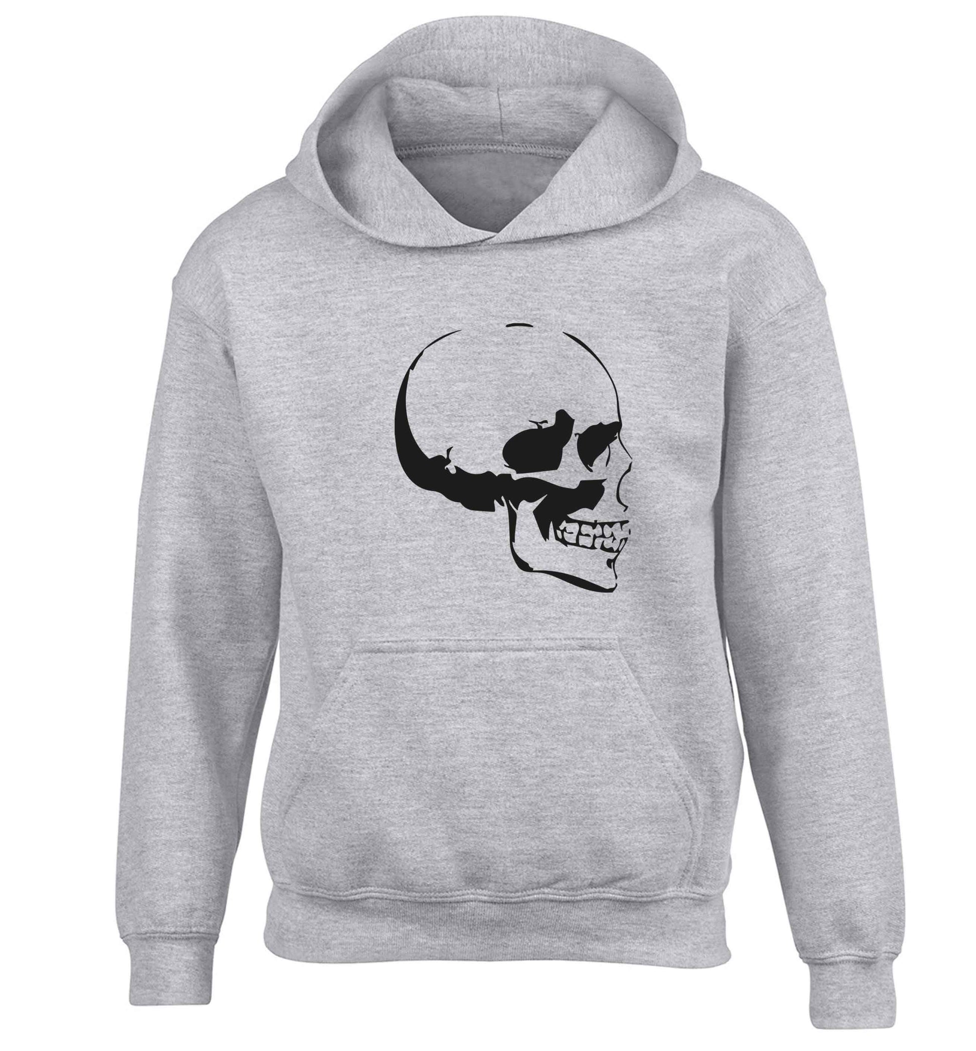 Personalised Skull Halloween children's grey hoodie 12-13 Years