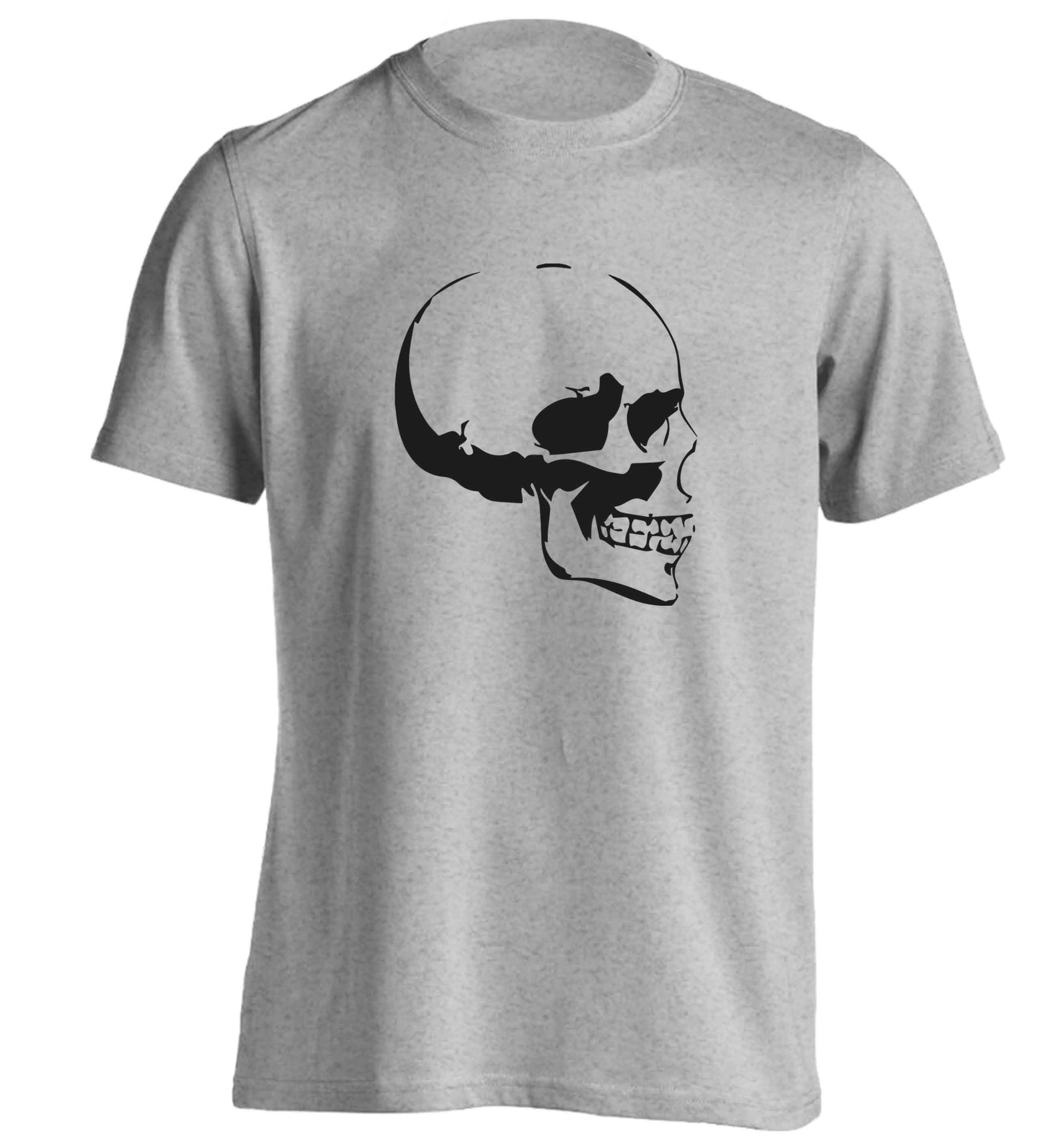 Personalised Skull Halloween adults unisex grey Tshirt 2XL