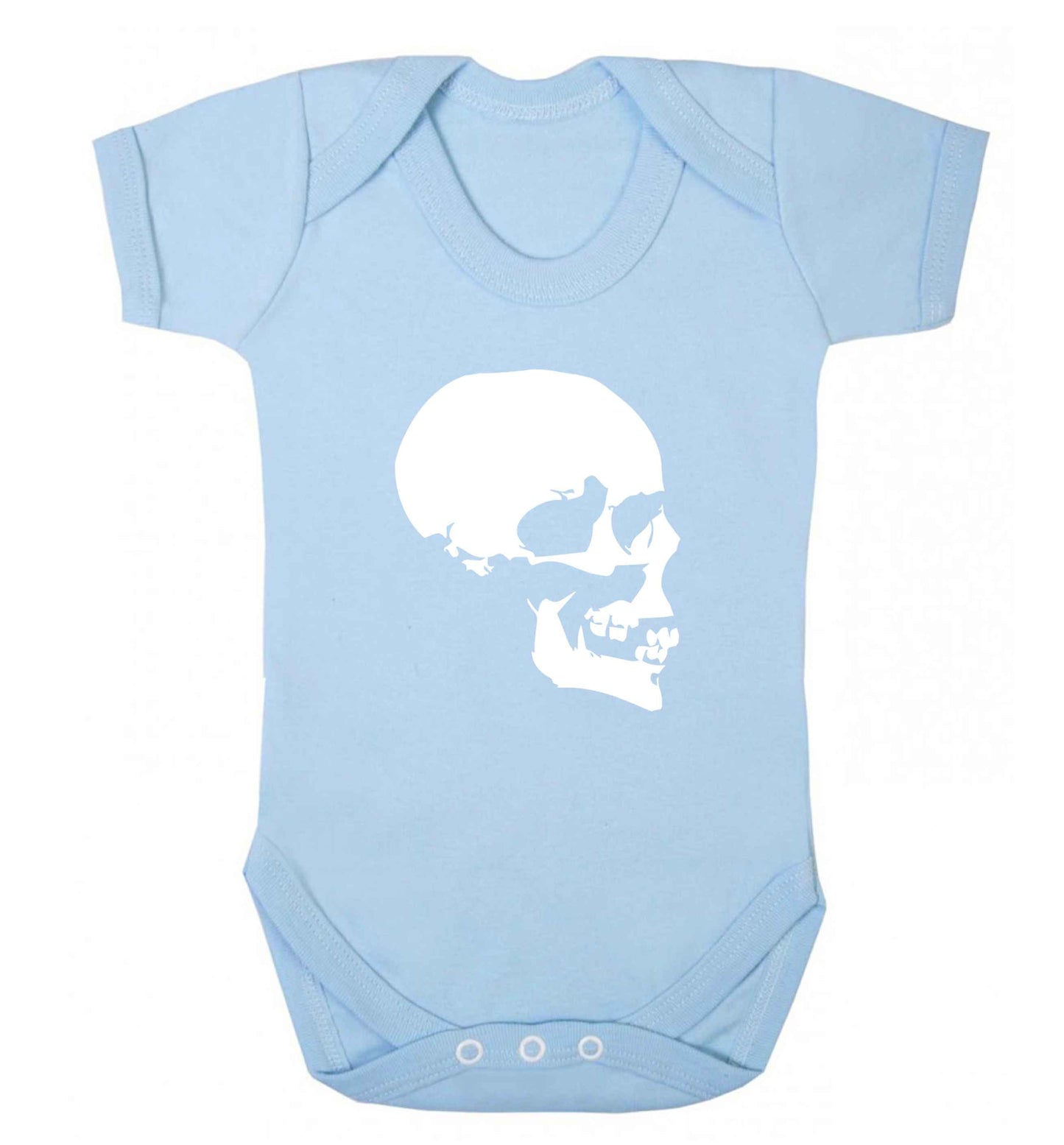 Personalised Skull Halloween baby vest pale blue 18-24 months