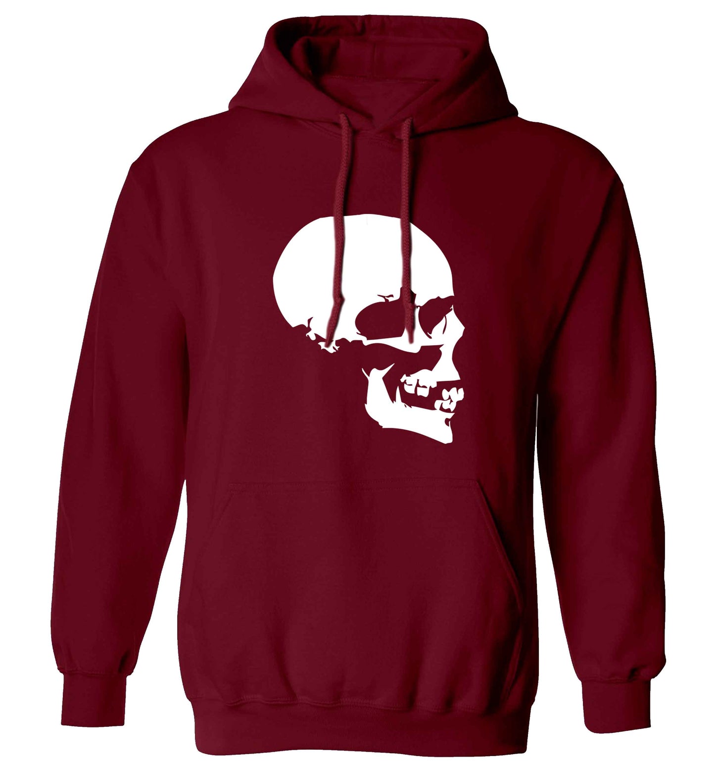 Personalised Skull Halloween adults unisex maroon hoodie 2XL
