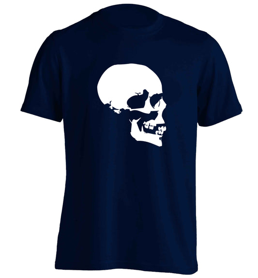 Personalised Skull Halloween adults unisex navy Tshirt 2XL