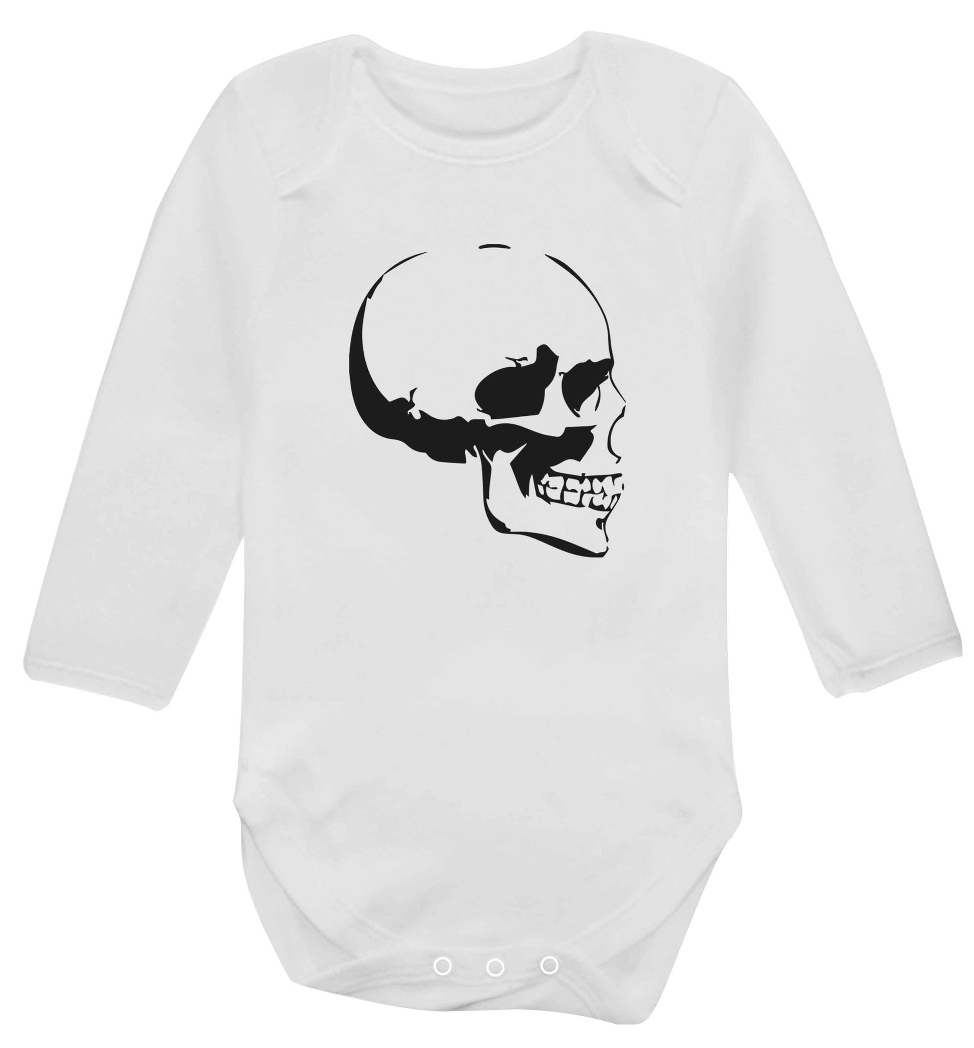 Personalised Skull Halloween baby vest long sleeved white 6-12 months
