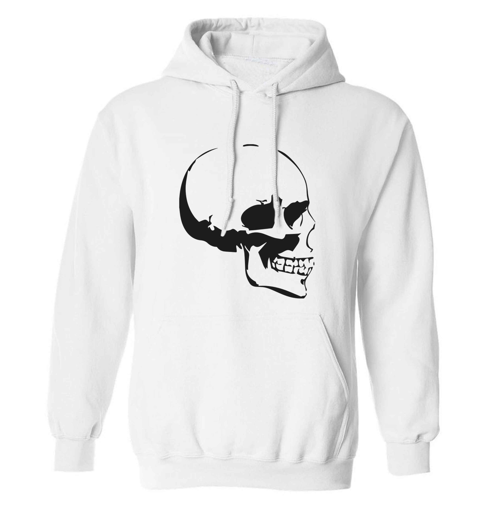 Personalised Skull Halloween adults unisex white hoodie 2XL