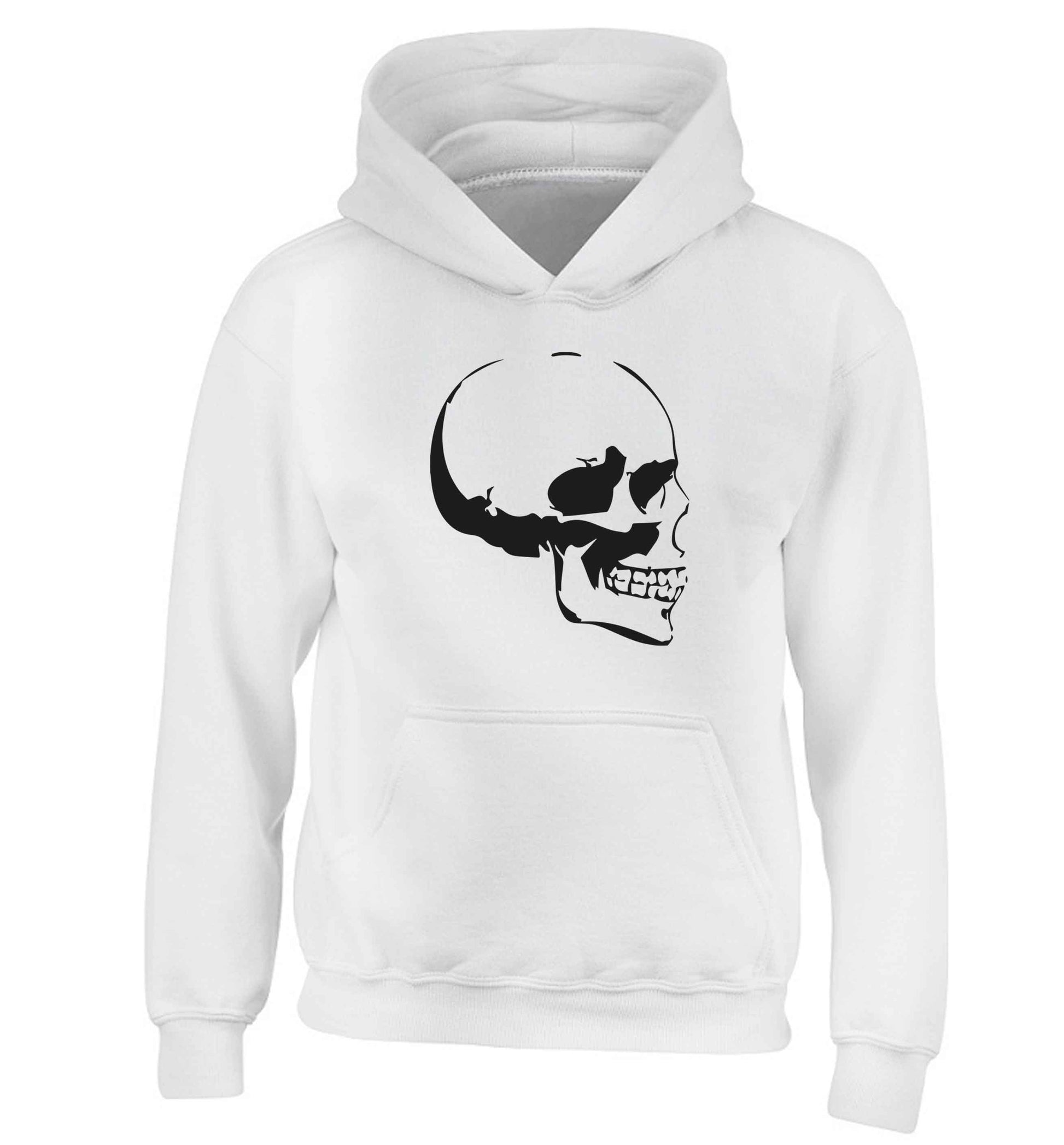 Personalised Skull Halloween children's white hoodie 12-13 Years