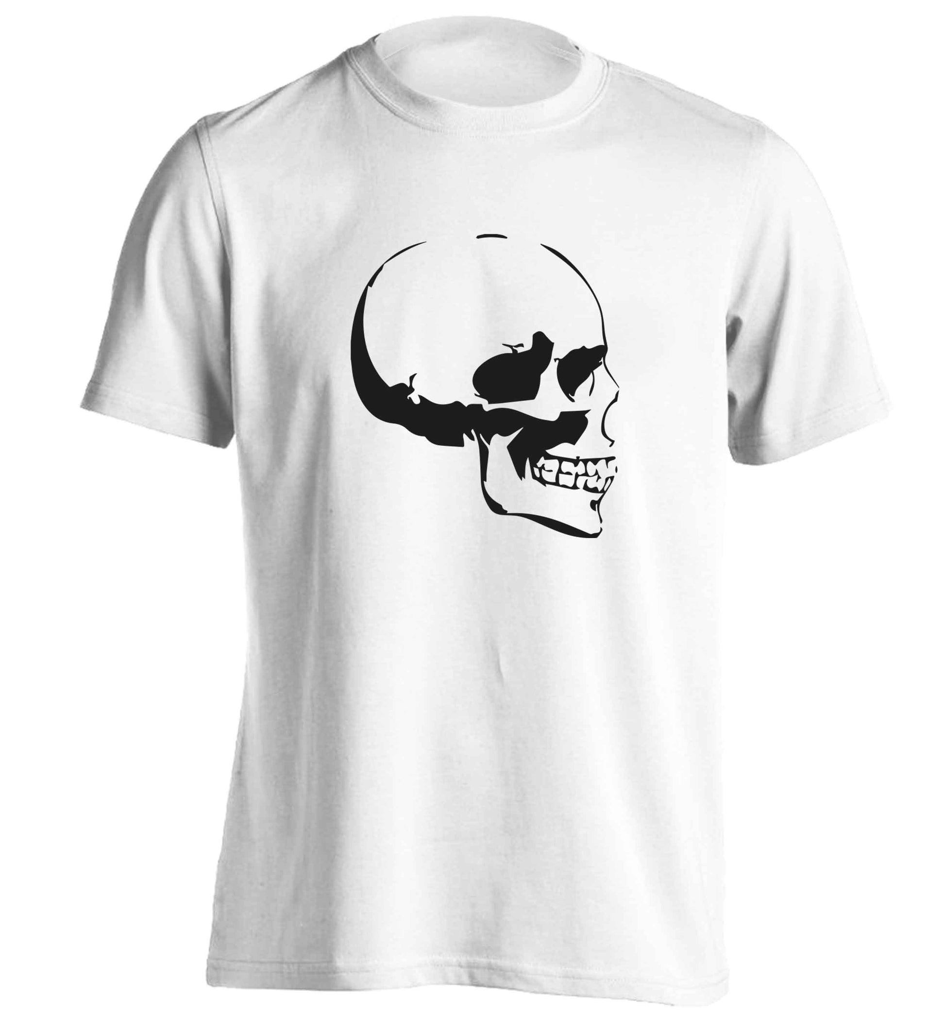 Personalised Skull Halloween adults unisex white Tshirt 2XL