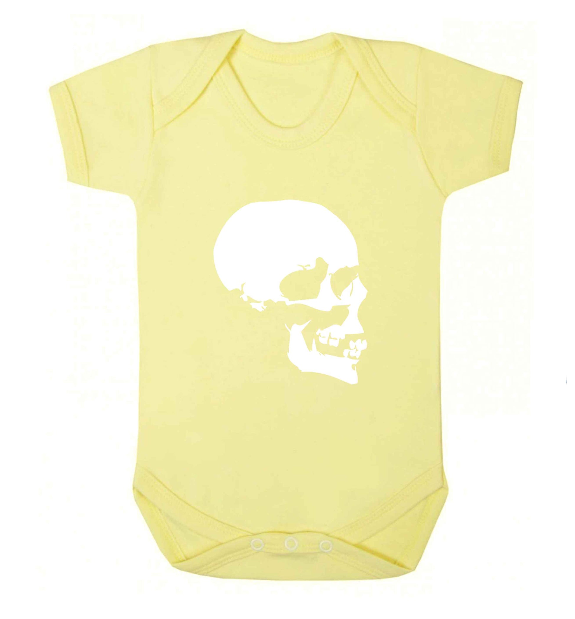 Personalised Skull Halloween baby vest pale yellow 18-24 months
