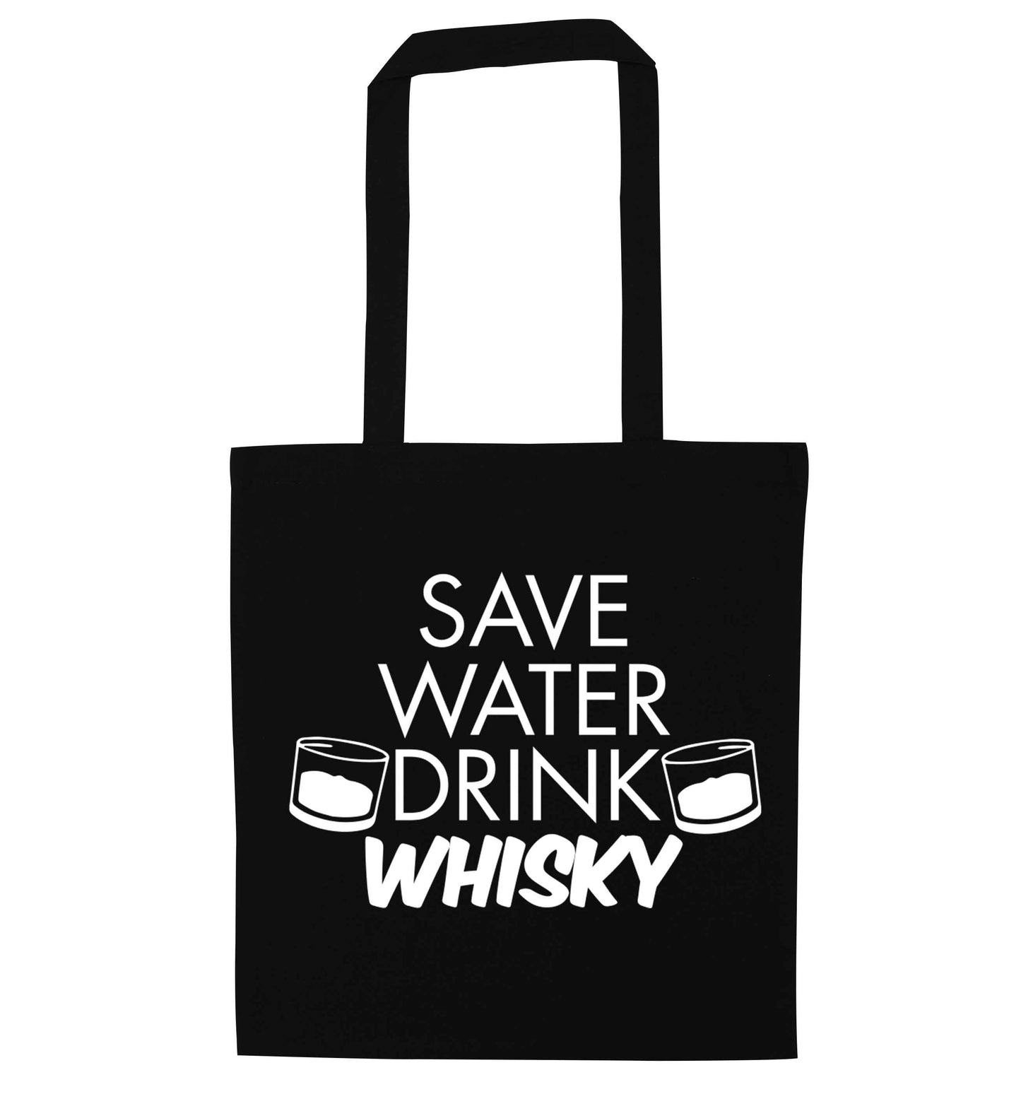 Save water drink whisky black tote bag