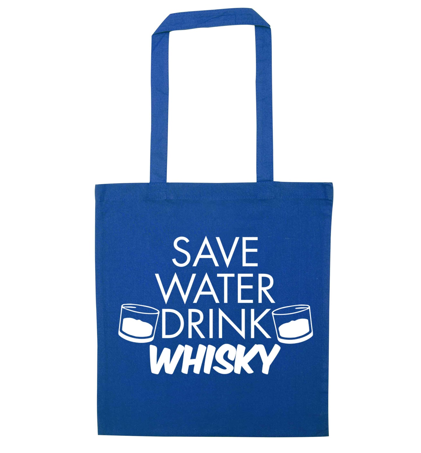Save water drink whisky blue tote bag