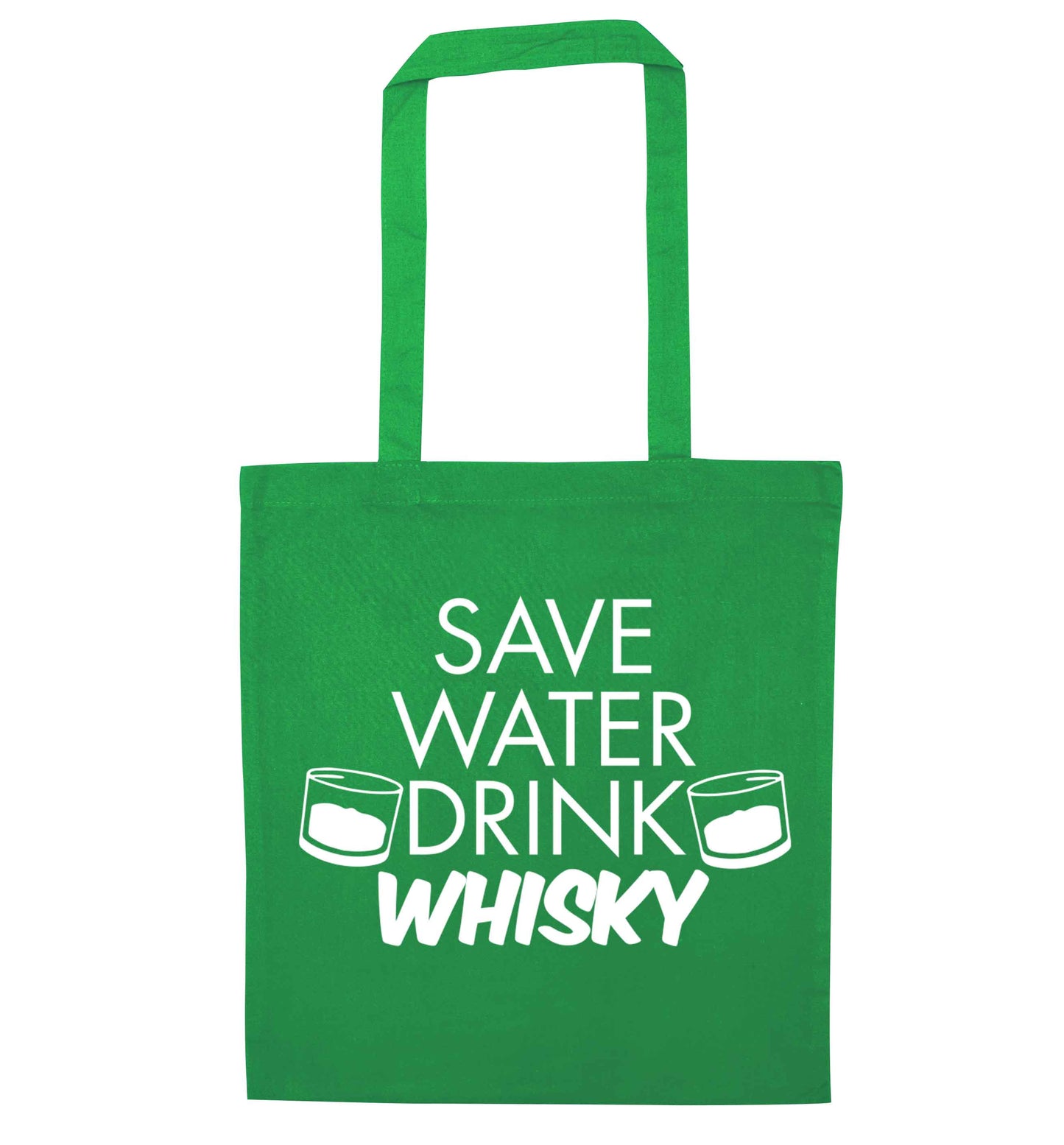 Save water drink whisky green tote bag