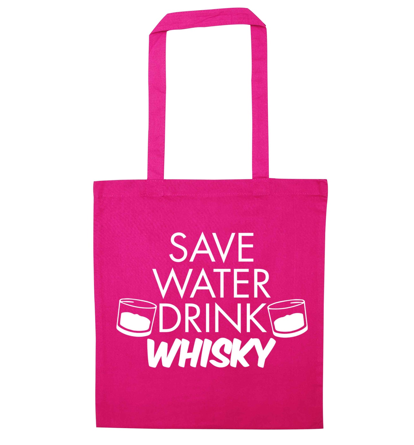 Save water drink whisky pink tote bag