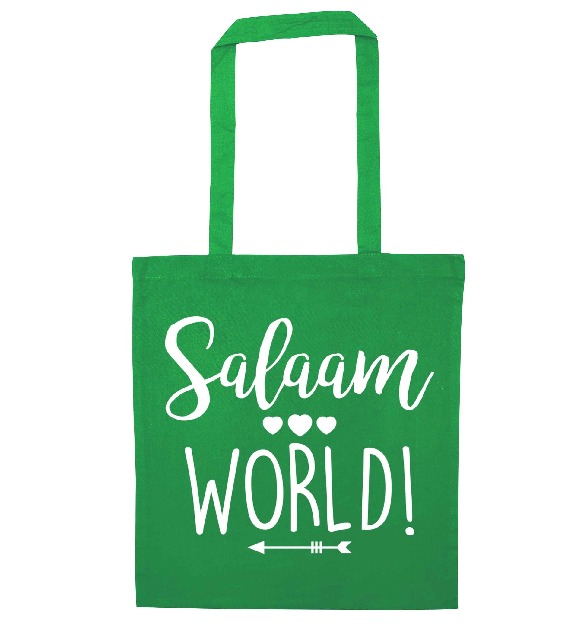 Salaam world green tote bag