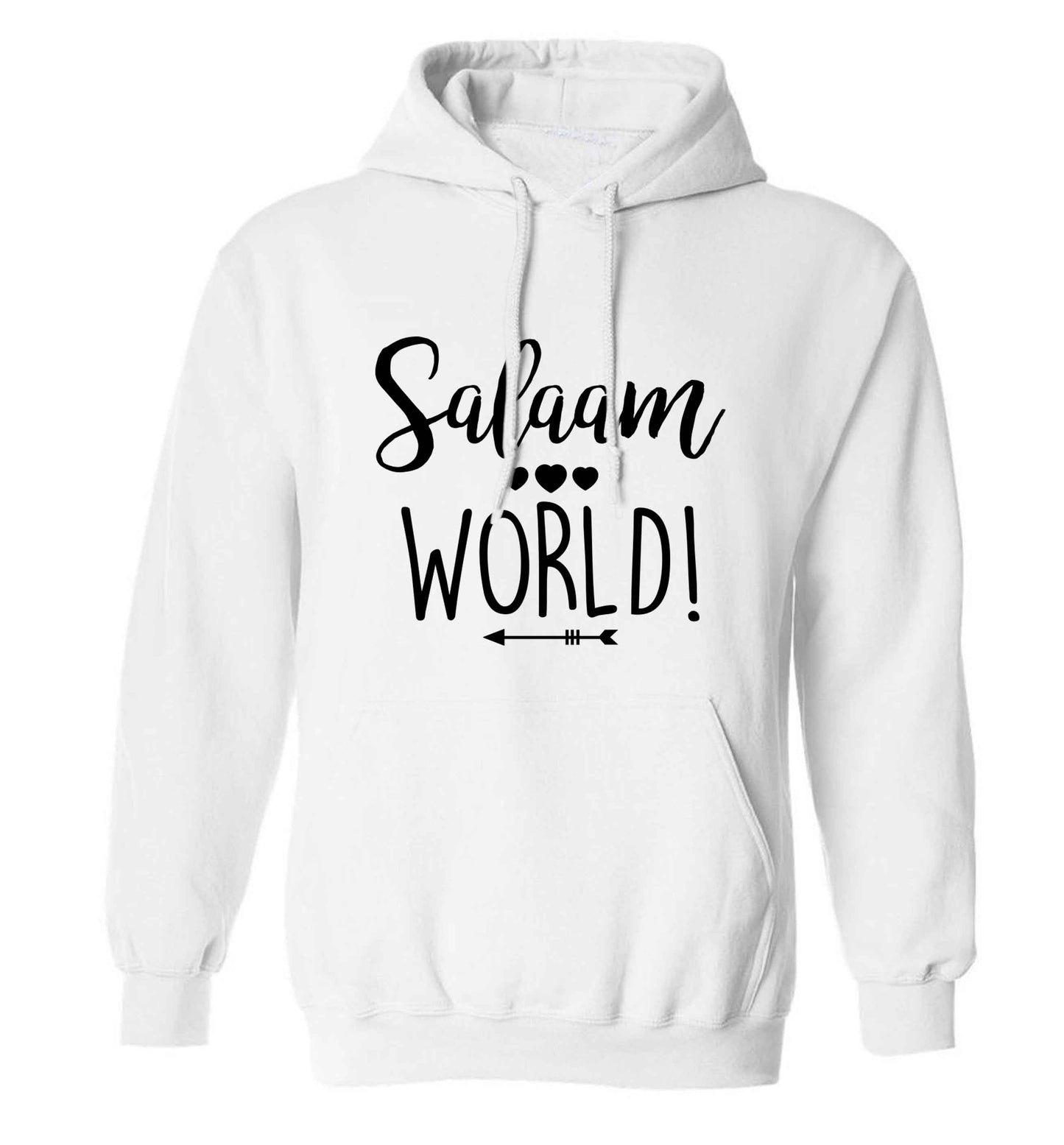 Salaam world adults unisex white hoodie 2XL
