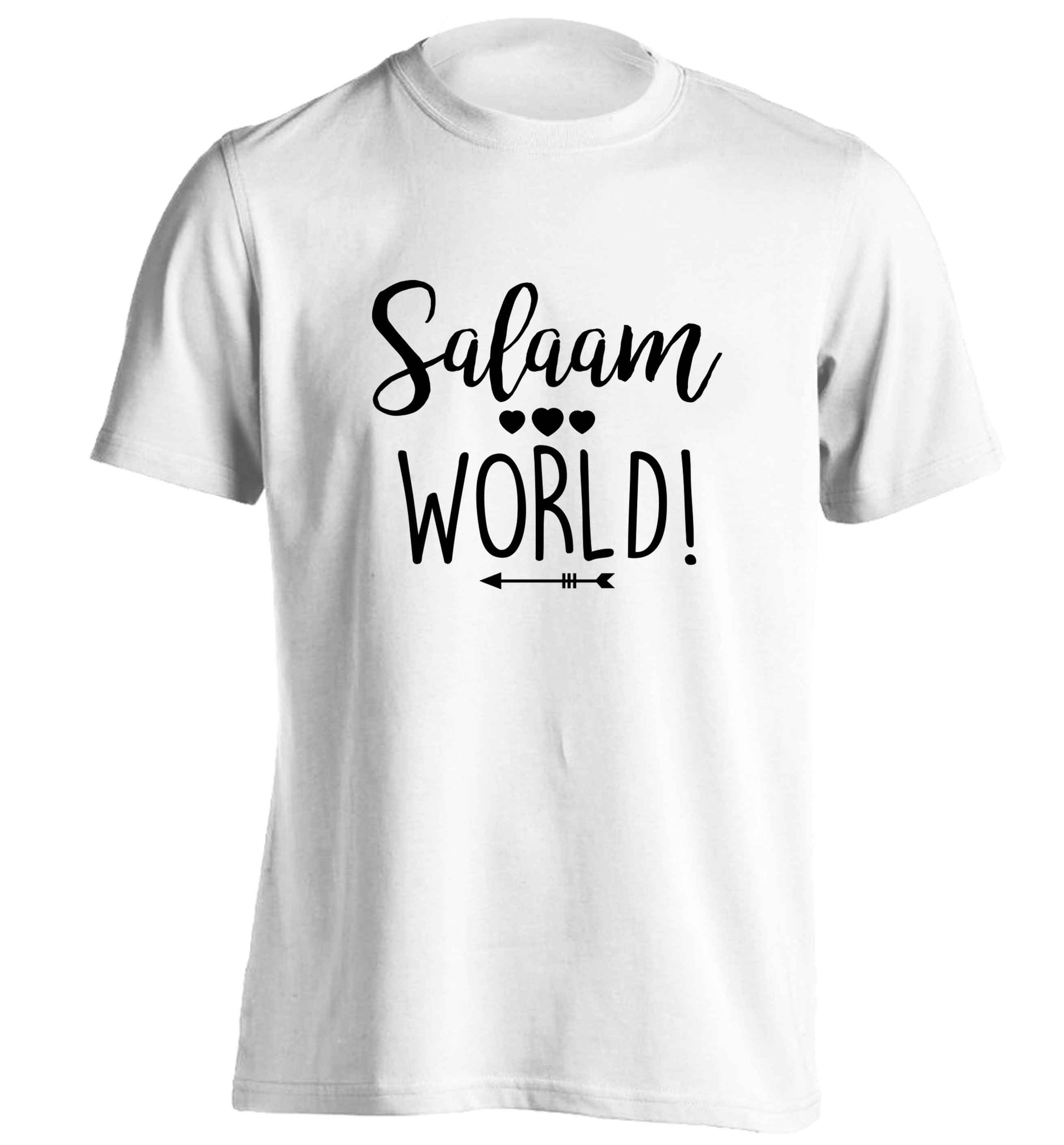 Salaam world adults unisex white Tshirt 2XL