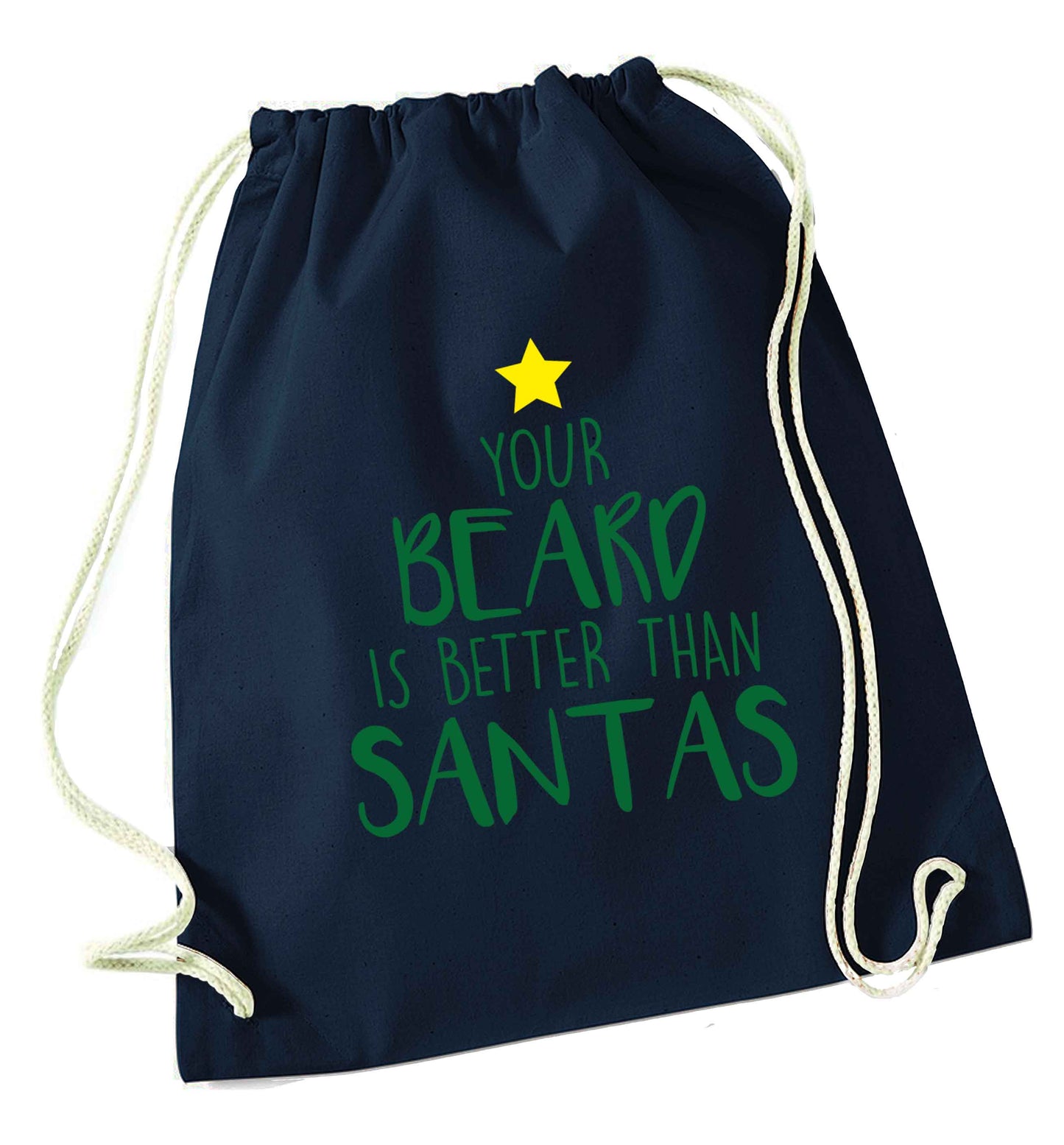 Your Beard Better than Santas navy drawstring bag
