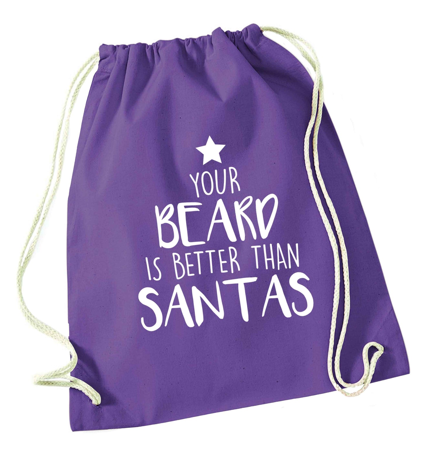 Your Beard Better than Santas purple drawstring bag