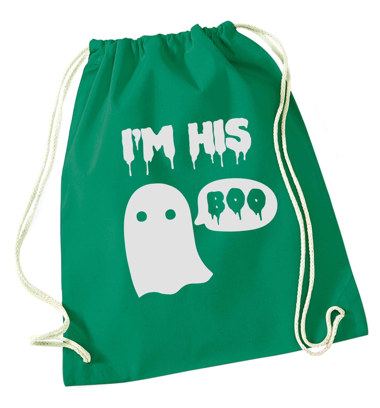 I'm his boo green drawstring bag