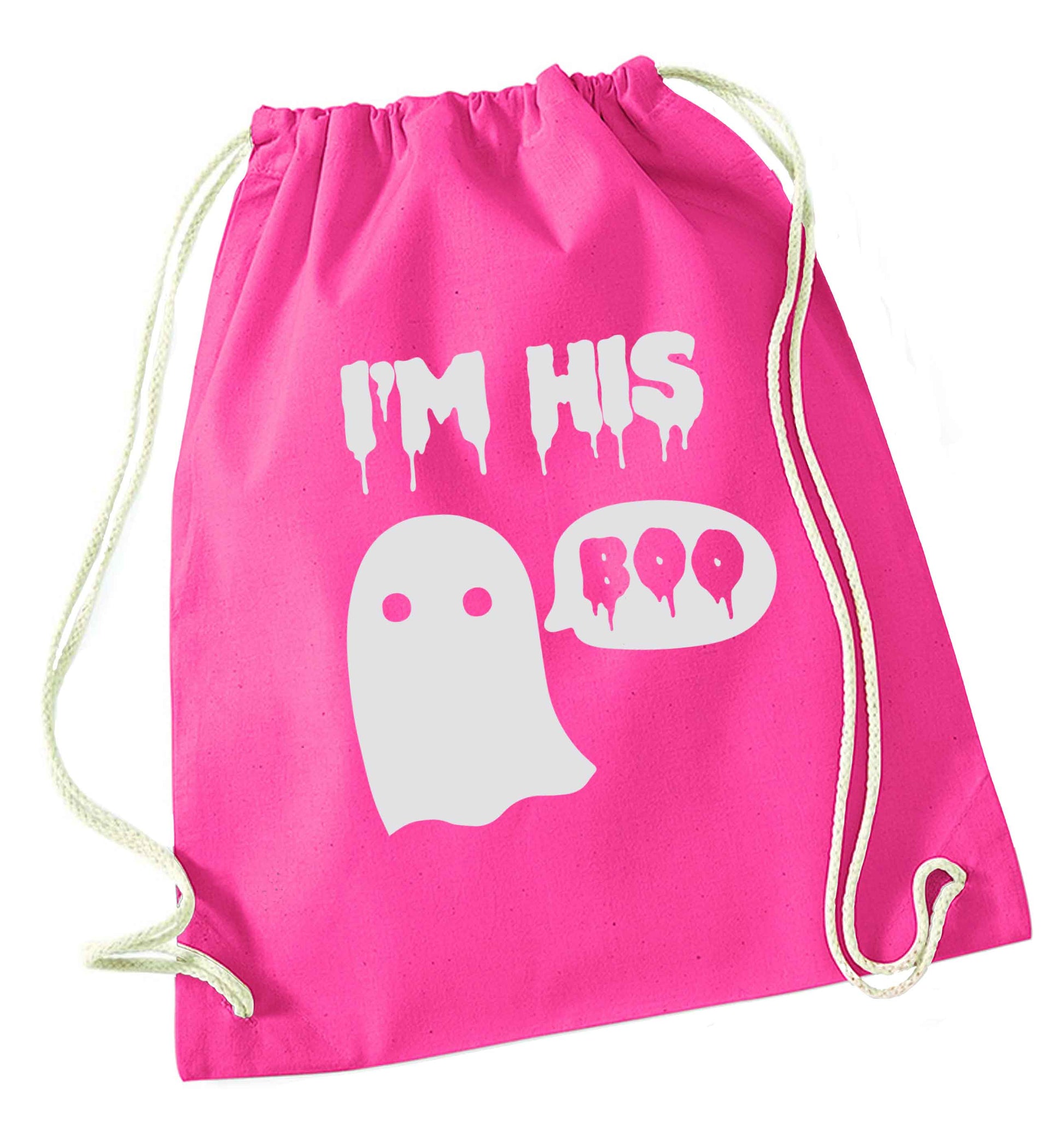 I'm his boo pink drawstring bag