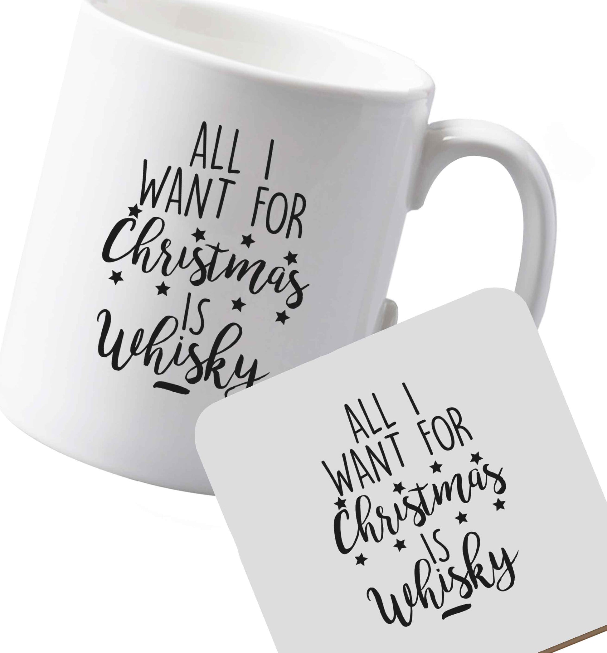 10 oz Ceramic mug and coaster Save Water Drink Whisky both sides