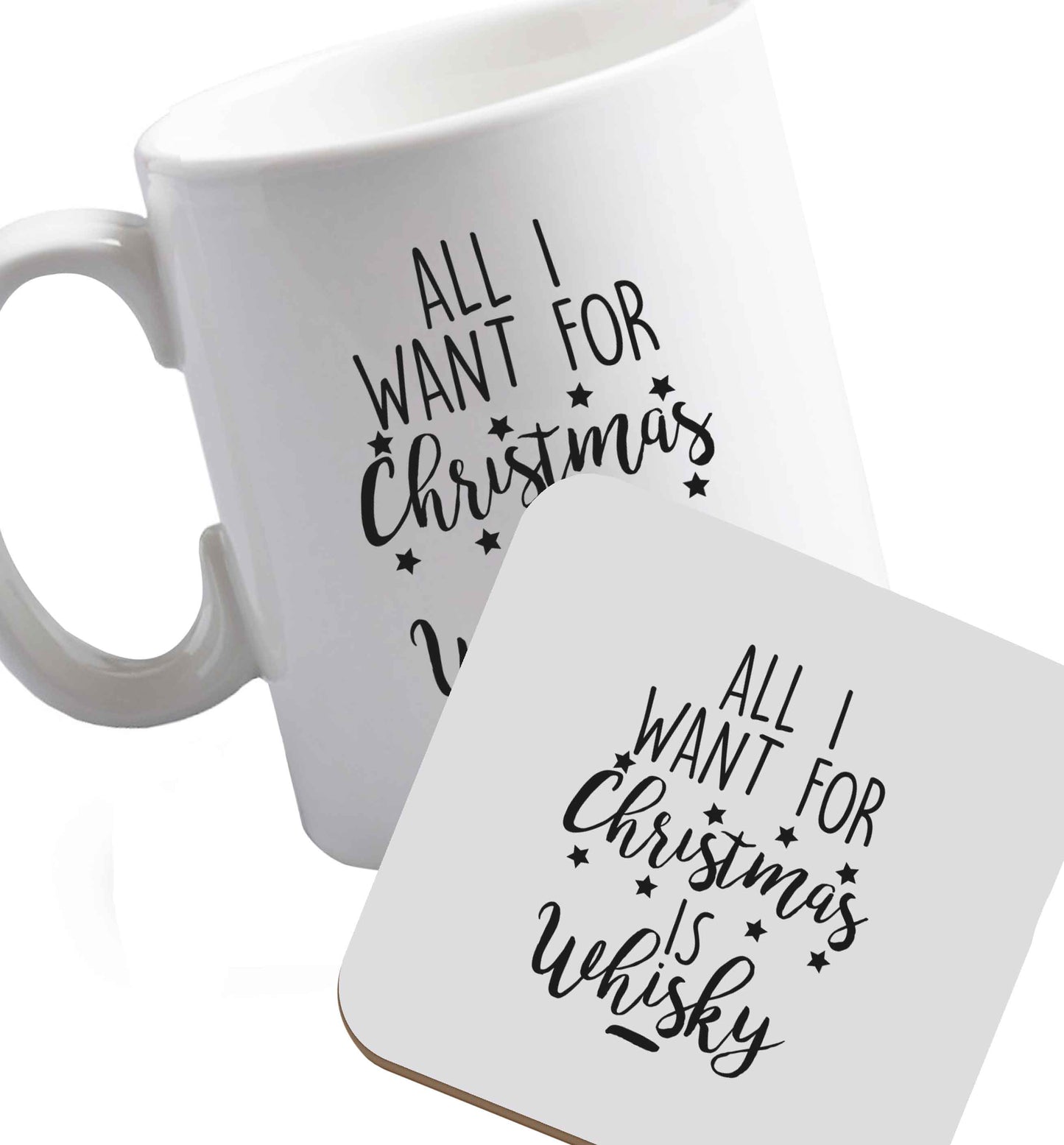 10 oz Save Water Drink Whisky ceramic mug and coaster set right handed