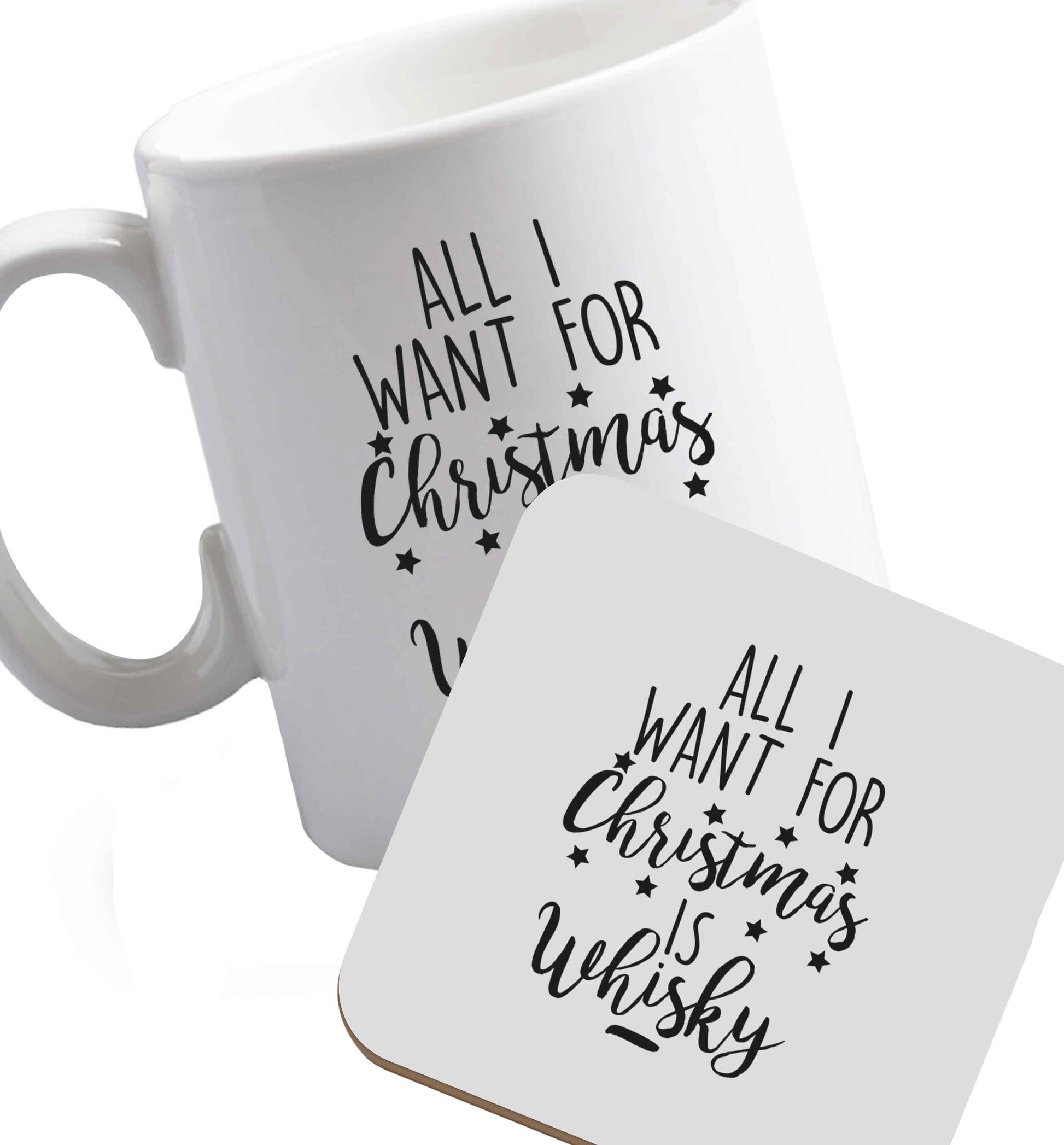 10 oz Save Water Drink Whisky ceramic mug and coaster set right handed