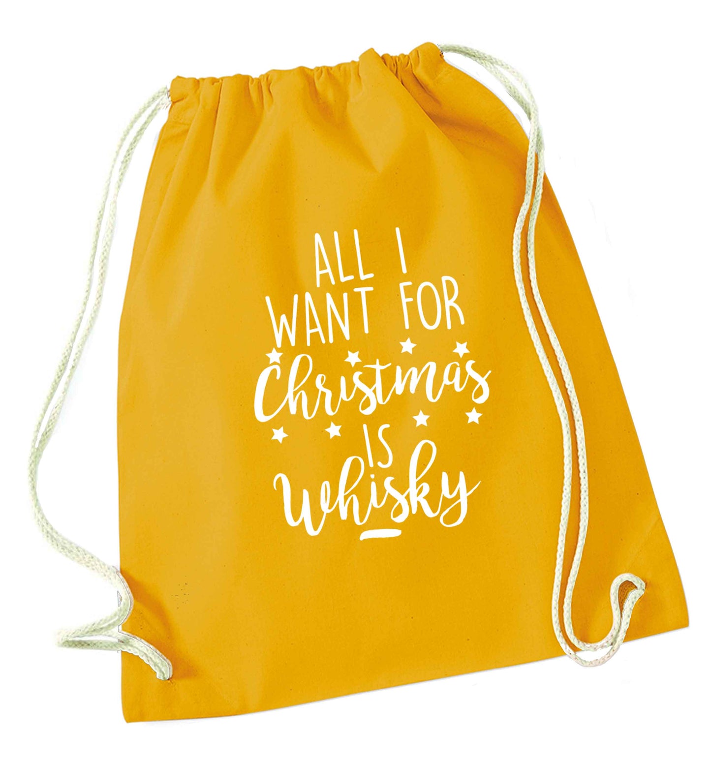 All I want for Christmas is whisky mustard drawstring bag