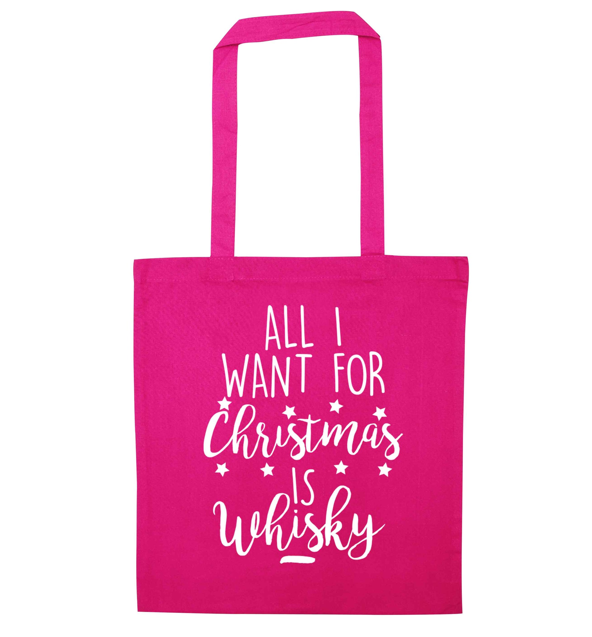 All I want for Christmas is whisky pink tote bag