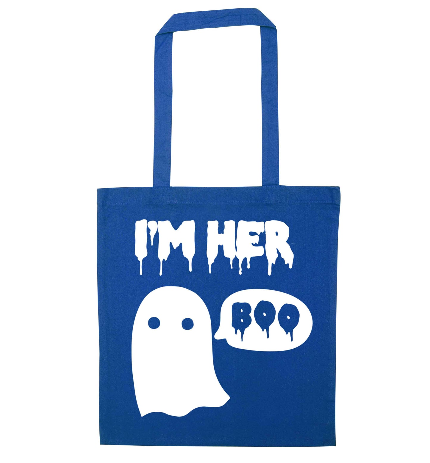I'm her boo blue tote bag