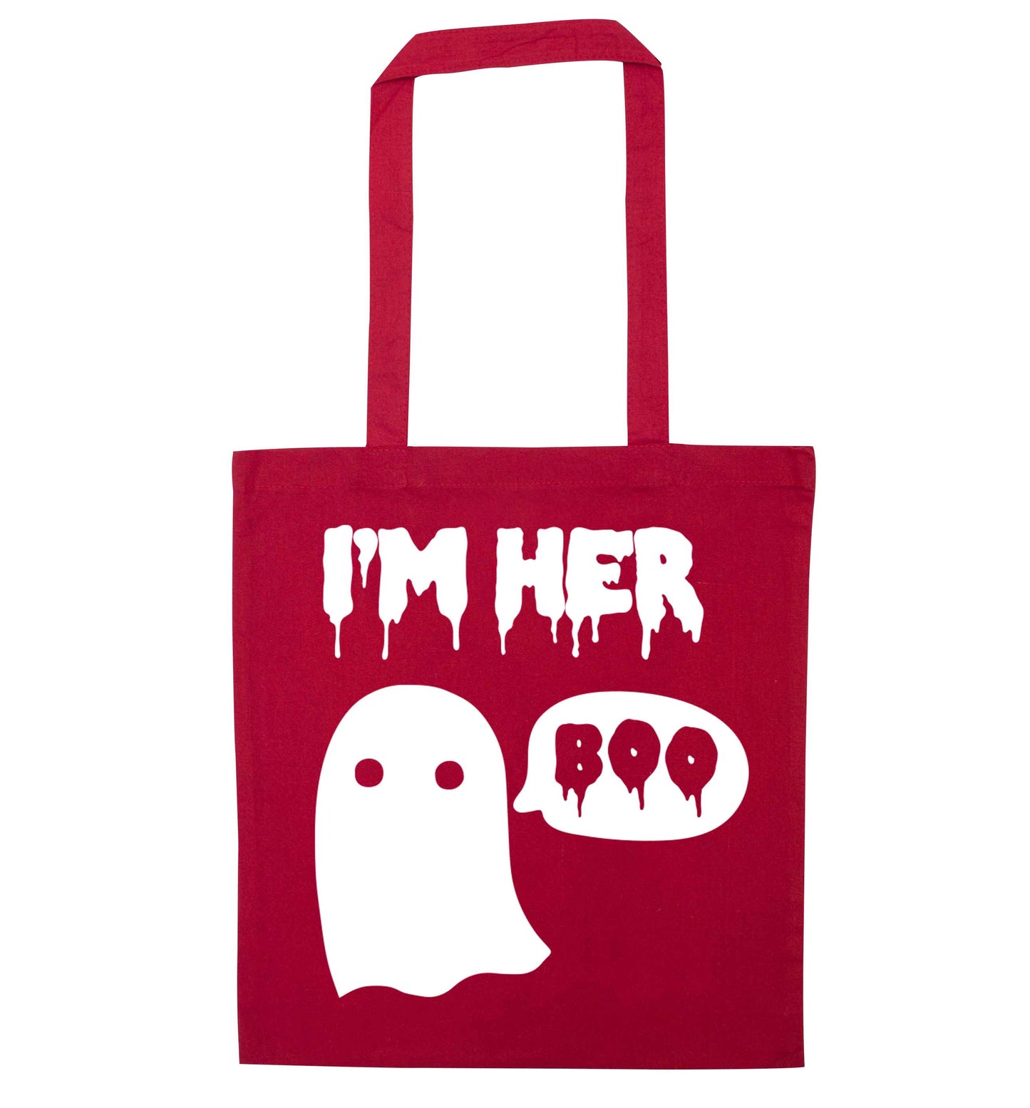 I'm her boo red tote bag