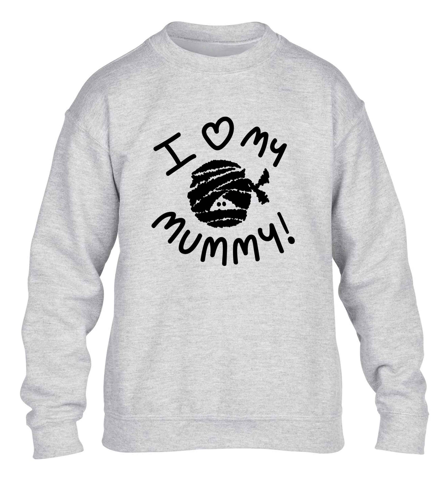 I love my mummy halloween pun children's grey sweater 12-13 Years