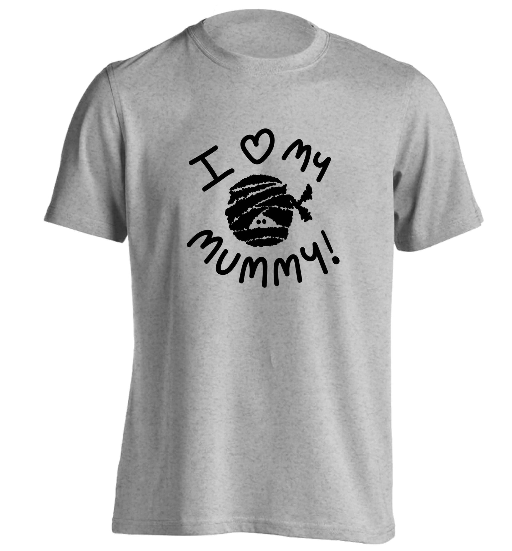 I love my mummy halloween pun adults unisex grey Tshirt 2XL